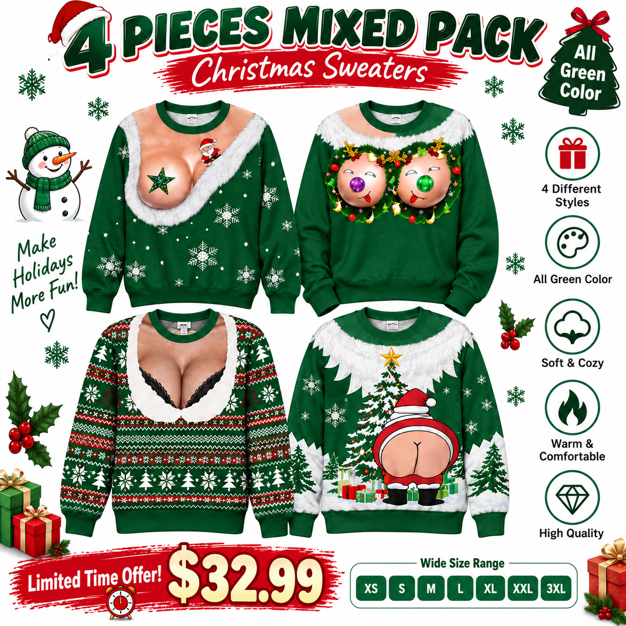 🔥 BUY 2, GET 2 FREE! ONLY $25.99 – Limited-Time Sale! Custom Funny Ugly Christmas Sweatshirt – Personalized Gift for Mom, Wife, Daughter & Besties