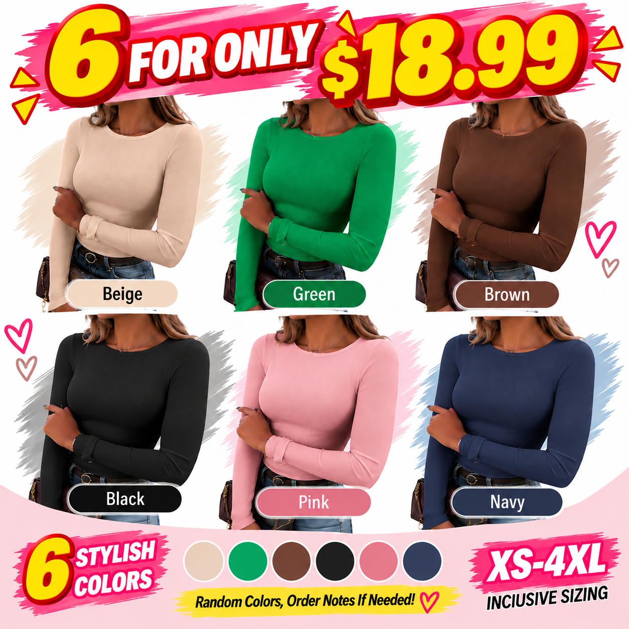 Women's Classic Crew Neck Ribbed Knit Top