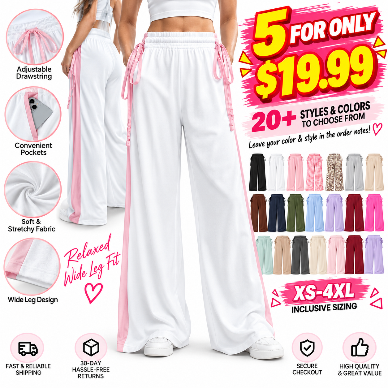 ⚡ FINAL SALE – 5 FOR $24.99! WOMEN'S Wide Leg lounge Pants