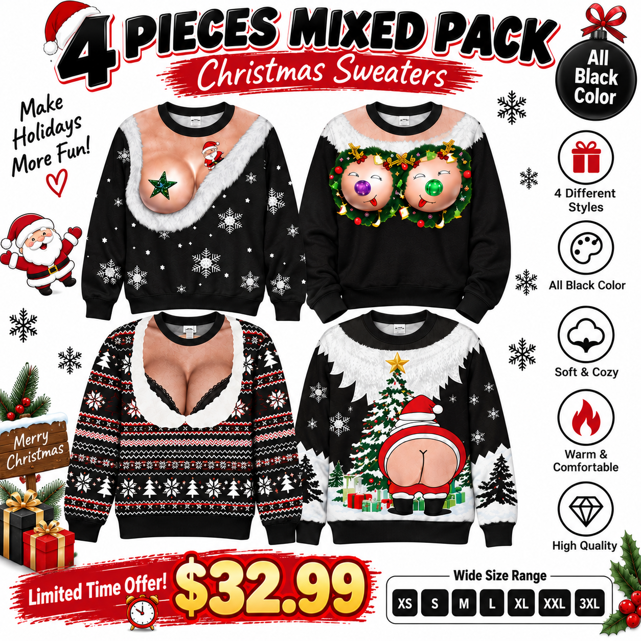 🔥 BUY 2, GET 2 FREE! ONLY $25.99 – Limited-Time Sale! Custom Funny Ugly Christmas Sweatshirt – Personalized Gift for Mom, Wife, Daughter & Besties