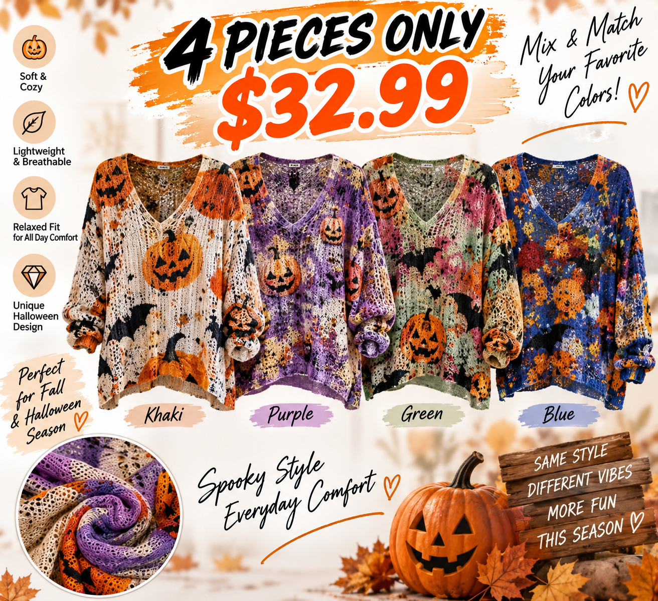 Women's Halloween Knit Sweater Top