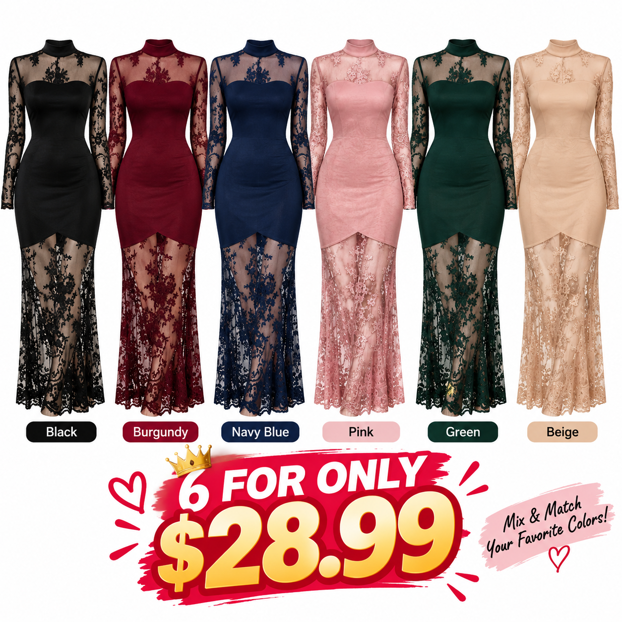 📢🎉50% Off!!!🛍️✨Women's long-sleeve maxi dress with lace insert