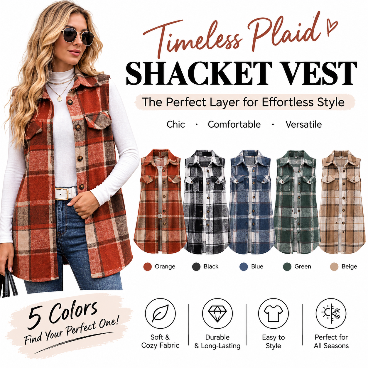 Women’s Button-Down Plaid Vest