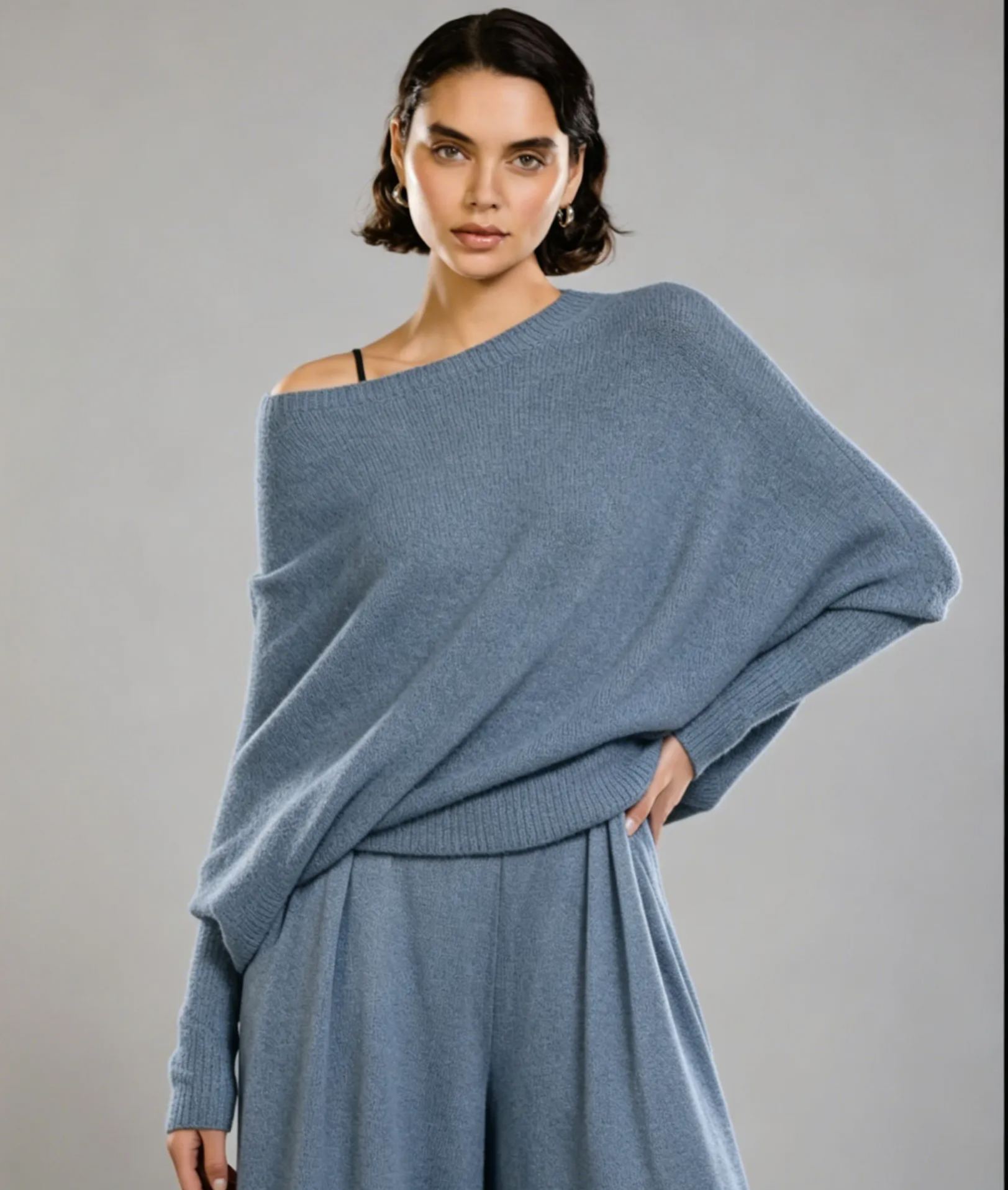 Asymmetric Draped | Black | Seamless Knit