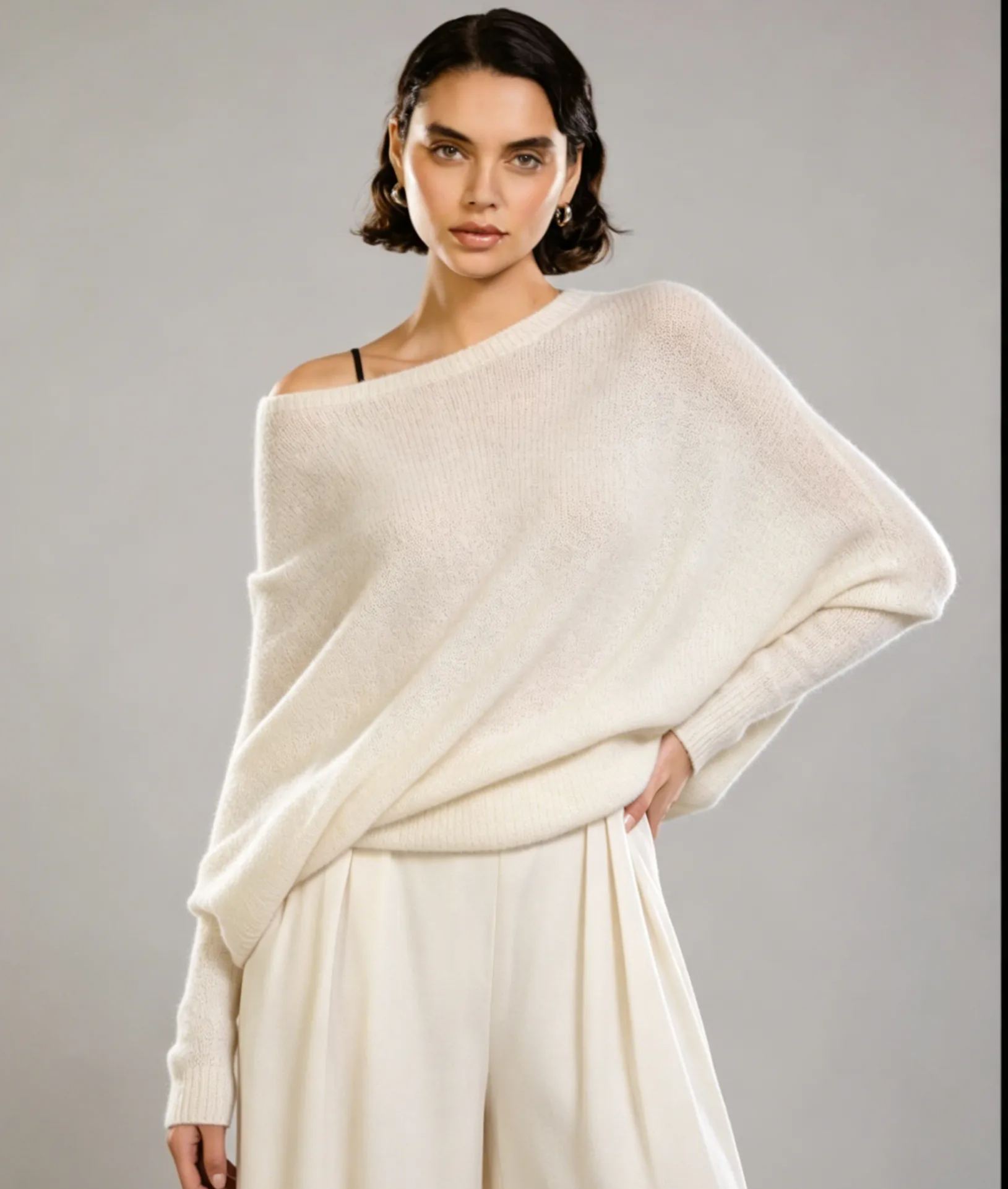 Asymmetric Draped | Black | Seamless Knit