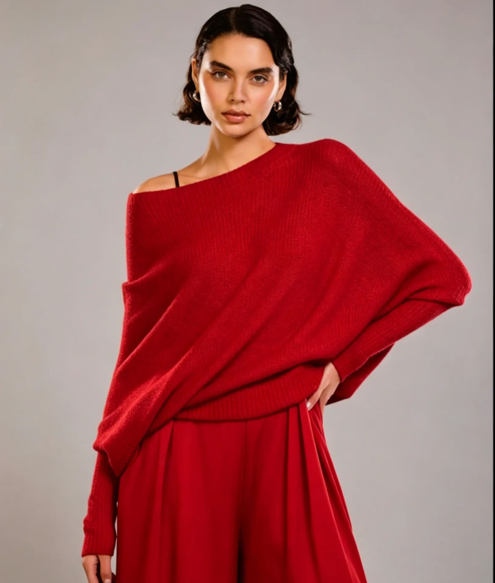 Asymmetric Draped | Black | Seamless Knit