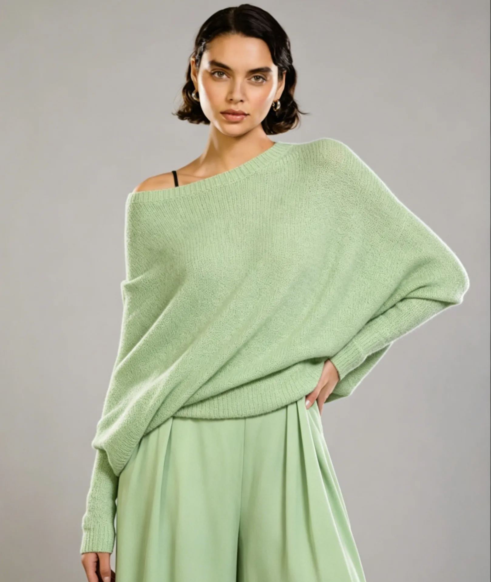 Asymmetric Draped | Black | Seamless Knit