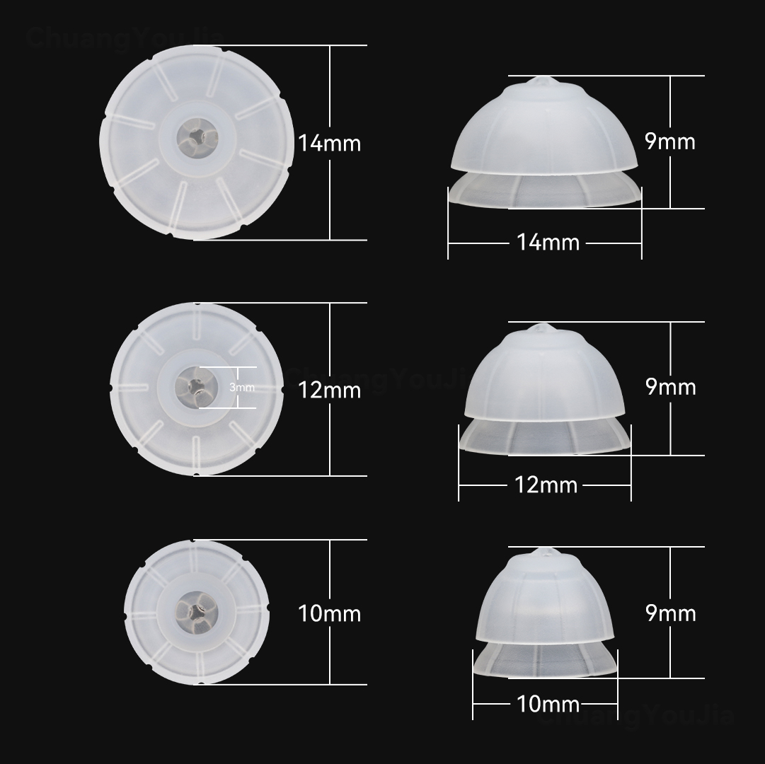 For RIC hearing aids, C1586 Closed Domes, Silicone Replacement Hearing Aid Domes, 10/12/14mm Optional