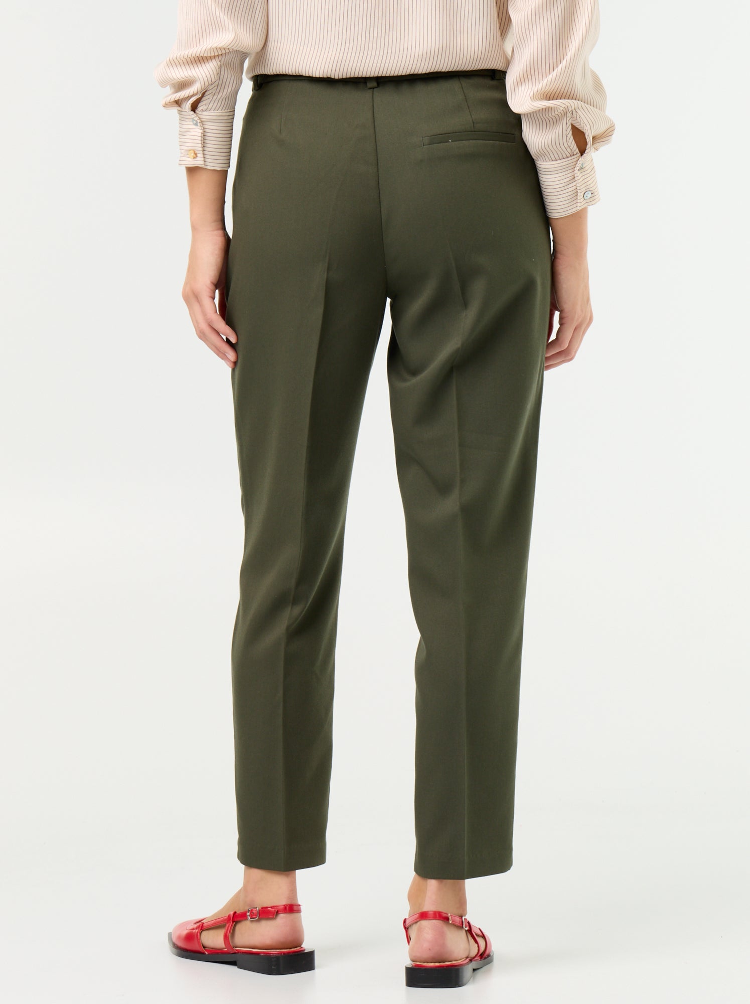 Pantalon en toile lourde à coupe cigarette pour femme - Vert