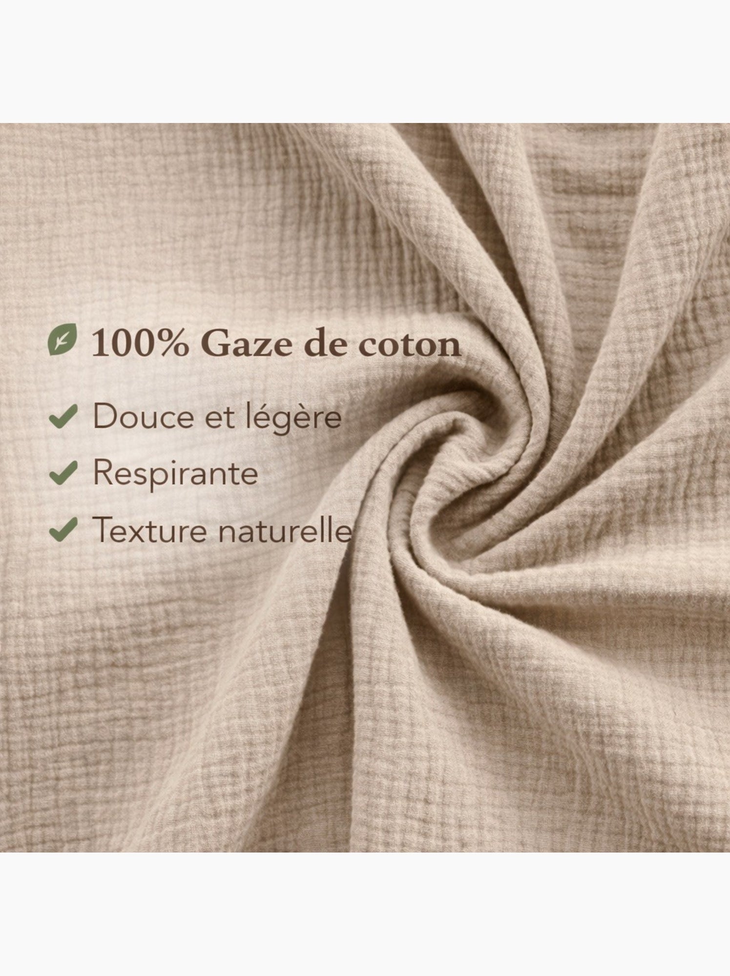 Parure de lit en Gaze de Coton - Promo linge - Beige sable