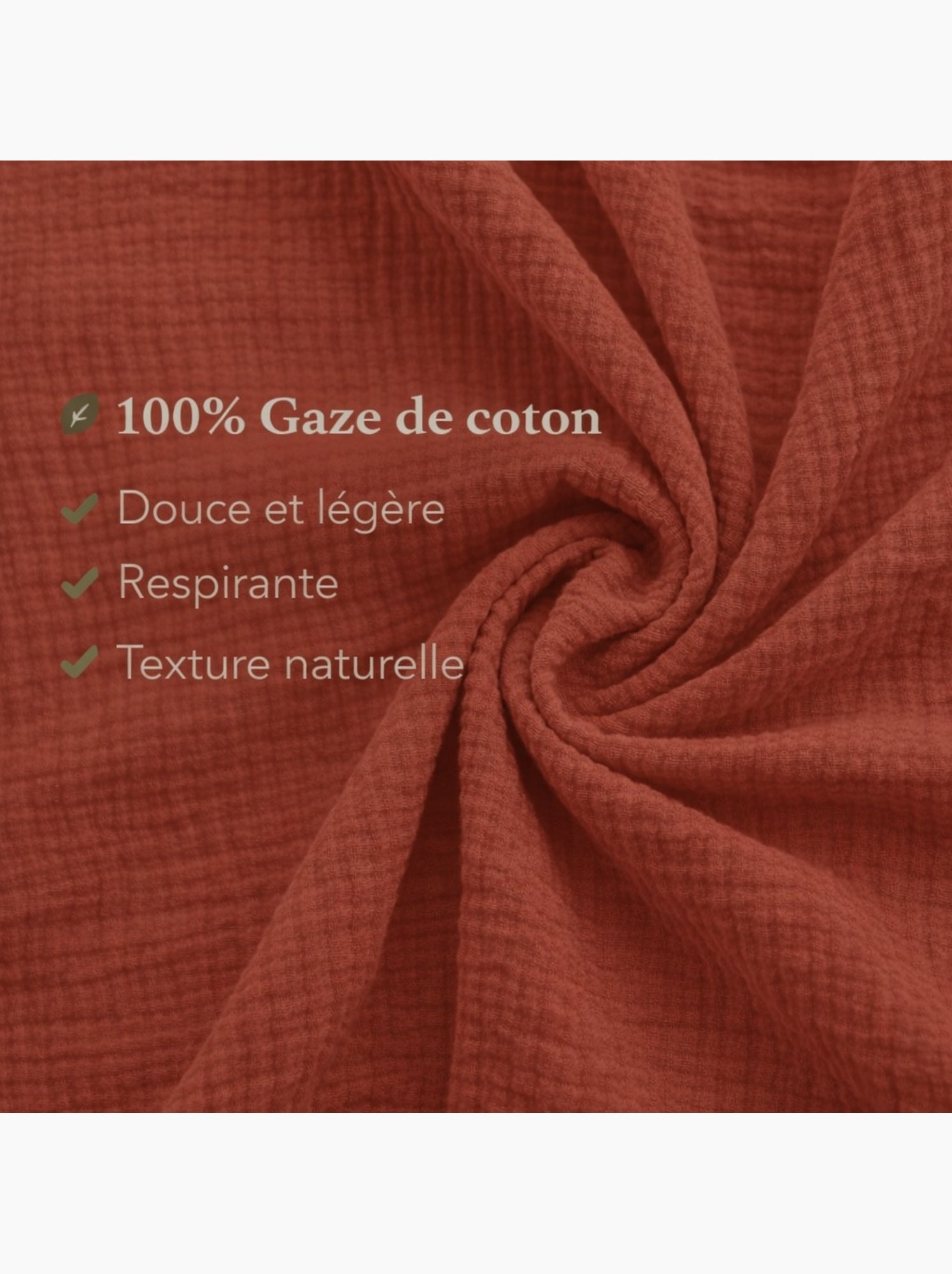 Parure de lit en Gaze de Coton - Promo linge - Terracotta