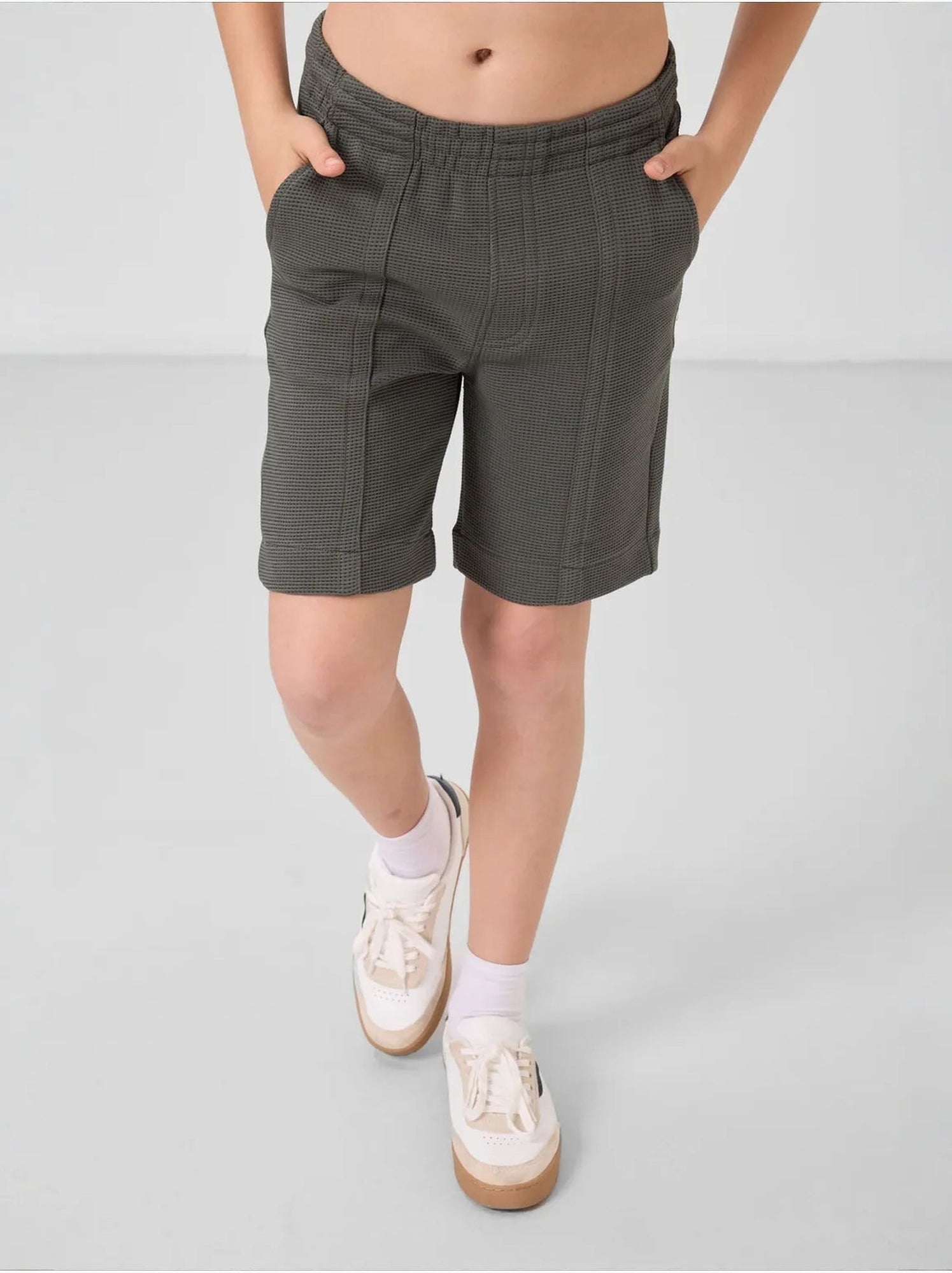 Short de jeunesse en coton mélangé tommy - Kaki