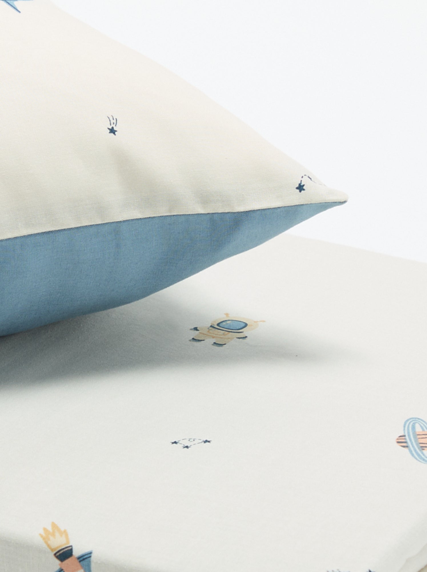 Parure de lit 1 personne 140x200 cm en coton - Bleu (CGW85_14)