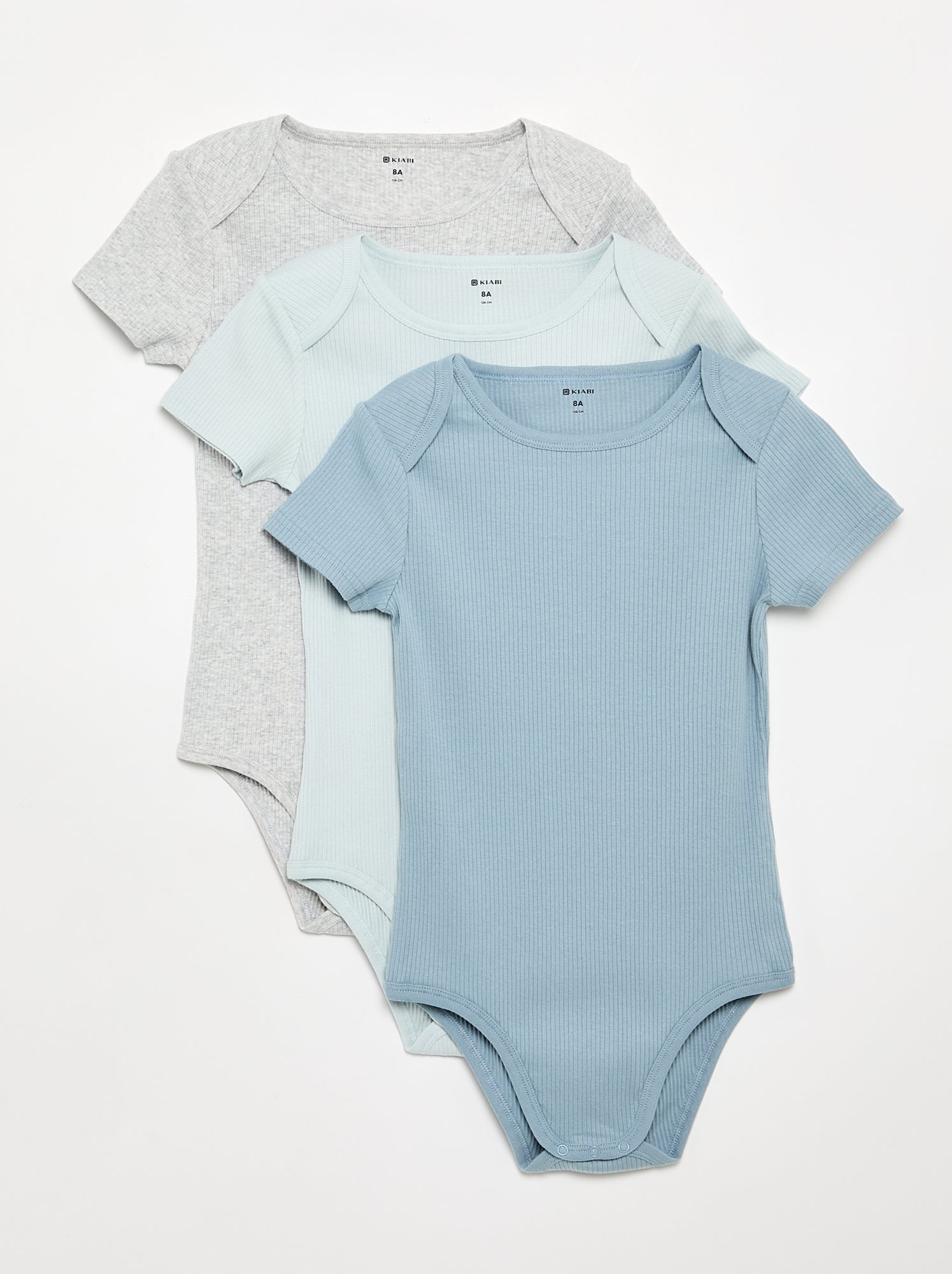 Lot 3 bodies en rib - collection facile à enfiler - Bleu