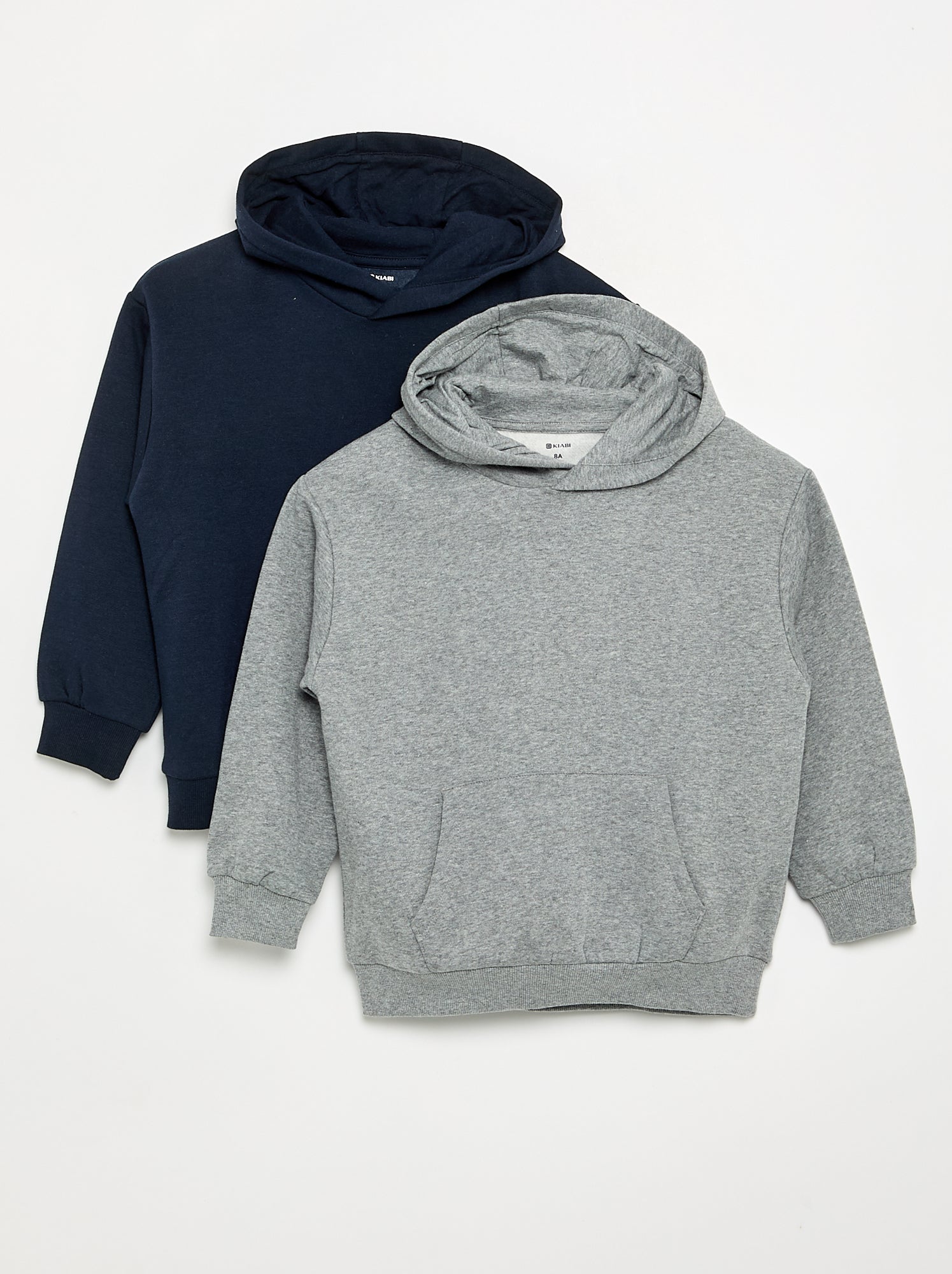 Lot de 2 sweats unis à capuche - Gris