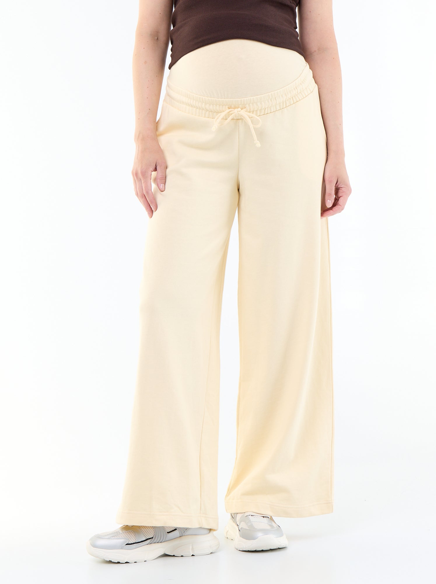 Jogging de maternité wide leg en french terry - Jaune clair