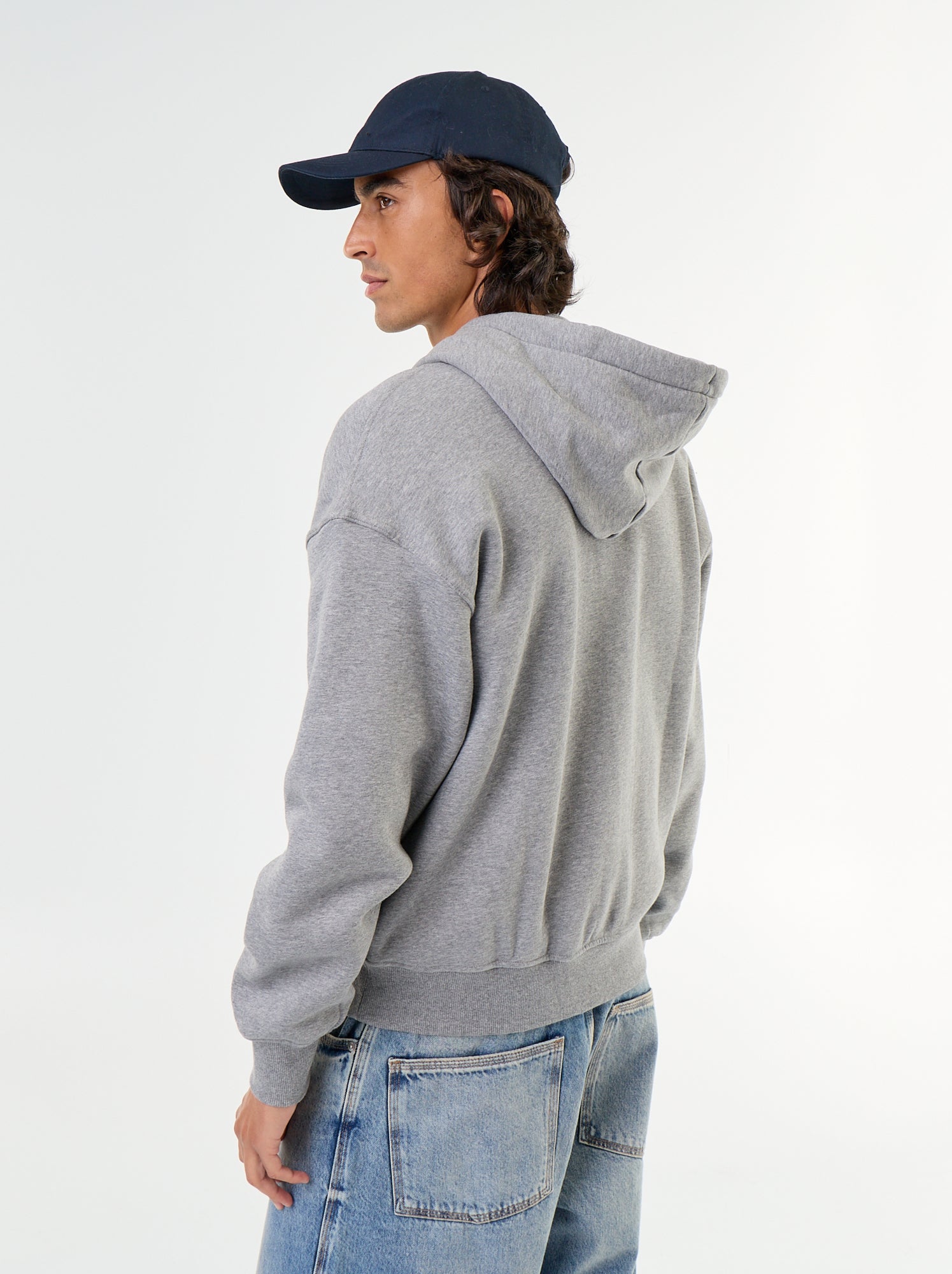 sweat à capuche zippée uni - Gris