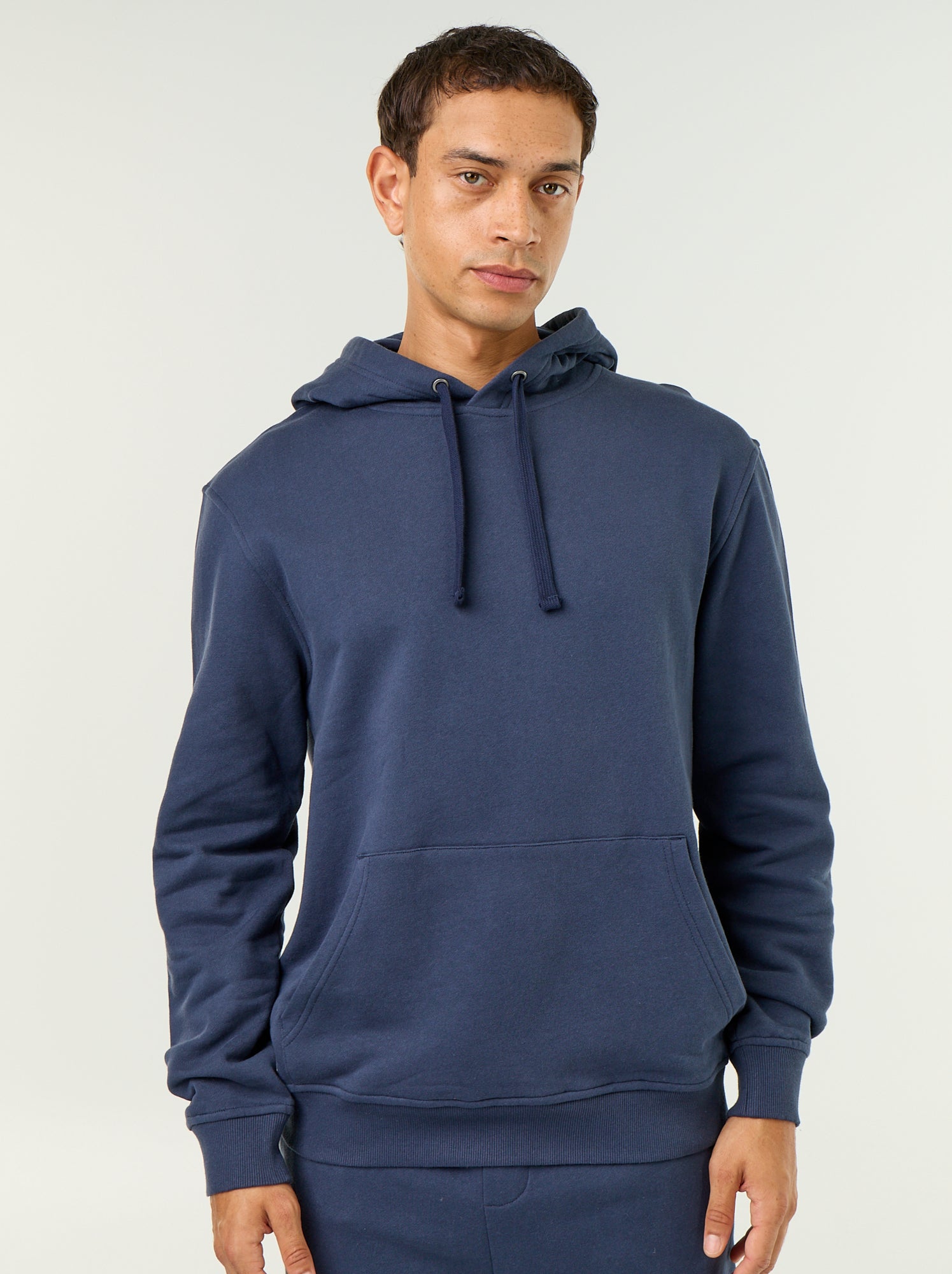 Sweat uni à capuche - Marine