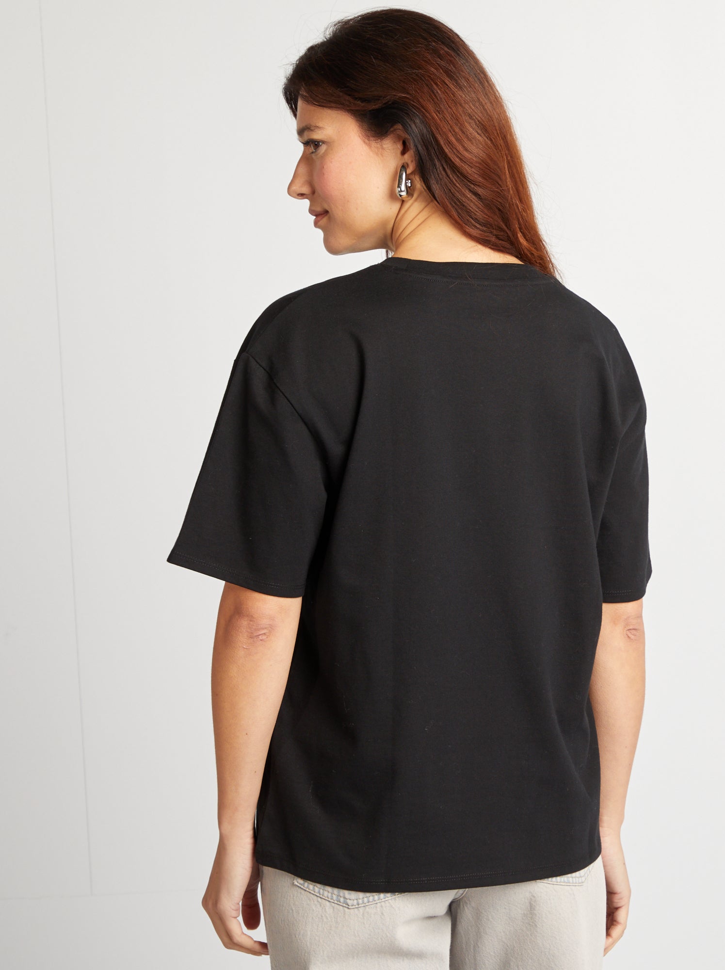 T-shirt oversize à col rond - Noir