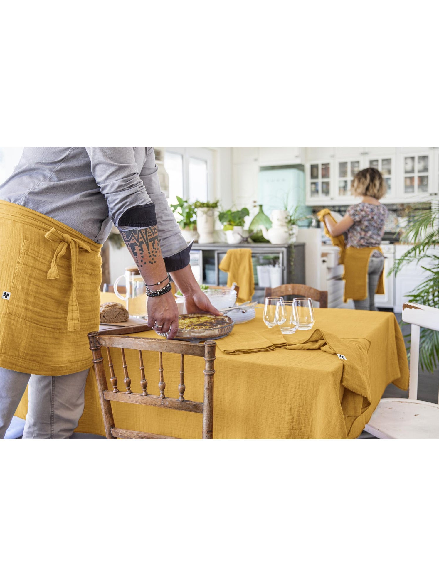 Nappe rectangulaire – double gaze de coton – gaïa - Safran