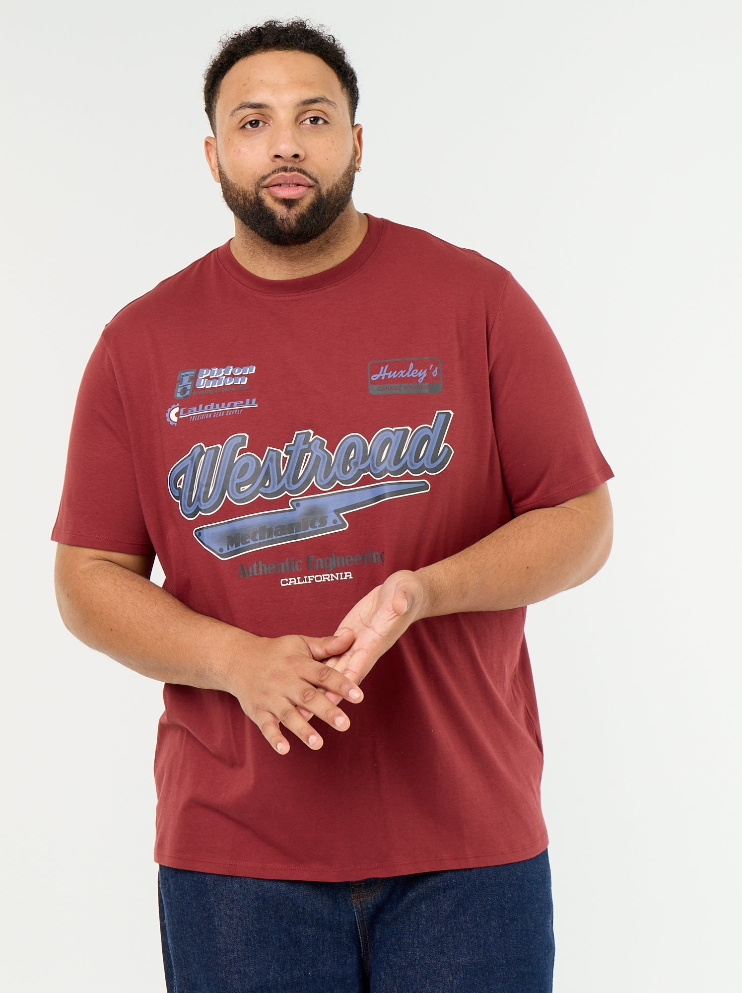 T-shirt en jersey imprimé à manches courtes - Rouge