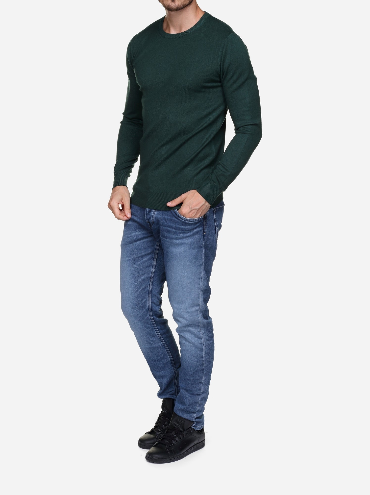 Pull col rond - Kenzarro - Vert foncé