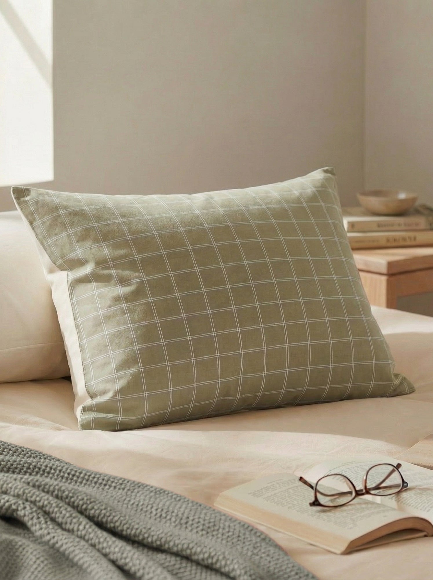 Taie d'oreiller unie 50 x 70 cm - Kiabi Home - Kaki