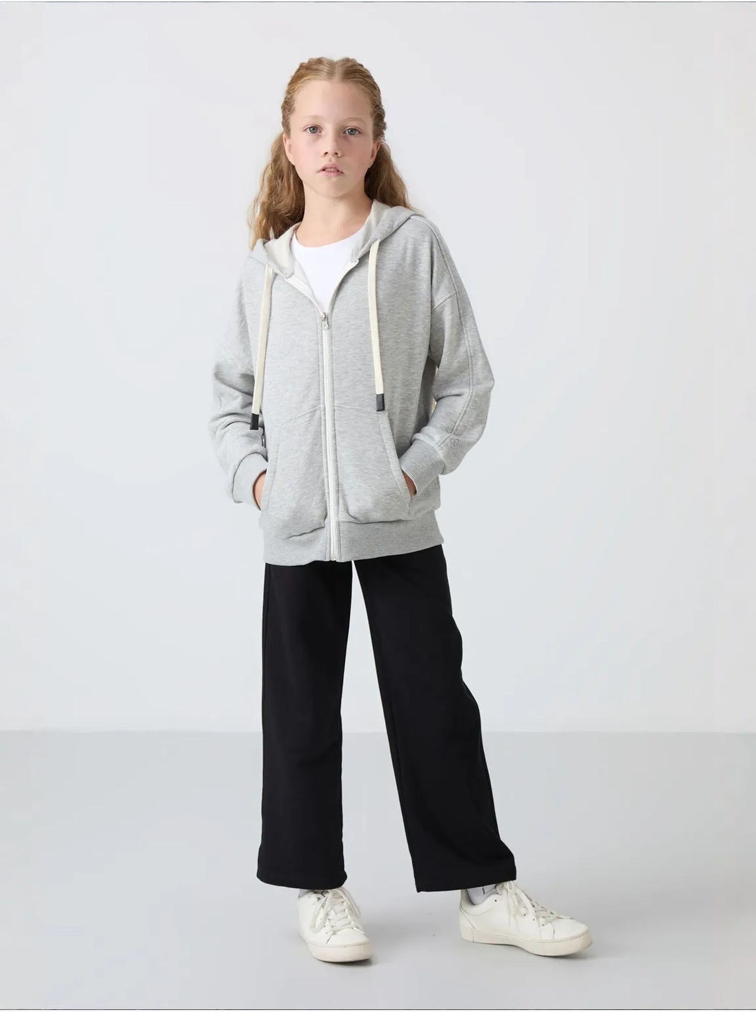 Sweatshirt unisexe jeunesse à capuche zippé tommy - Gris