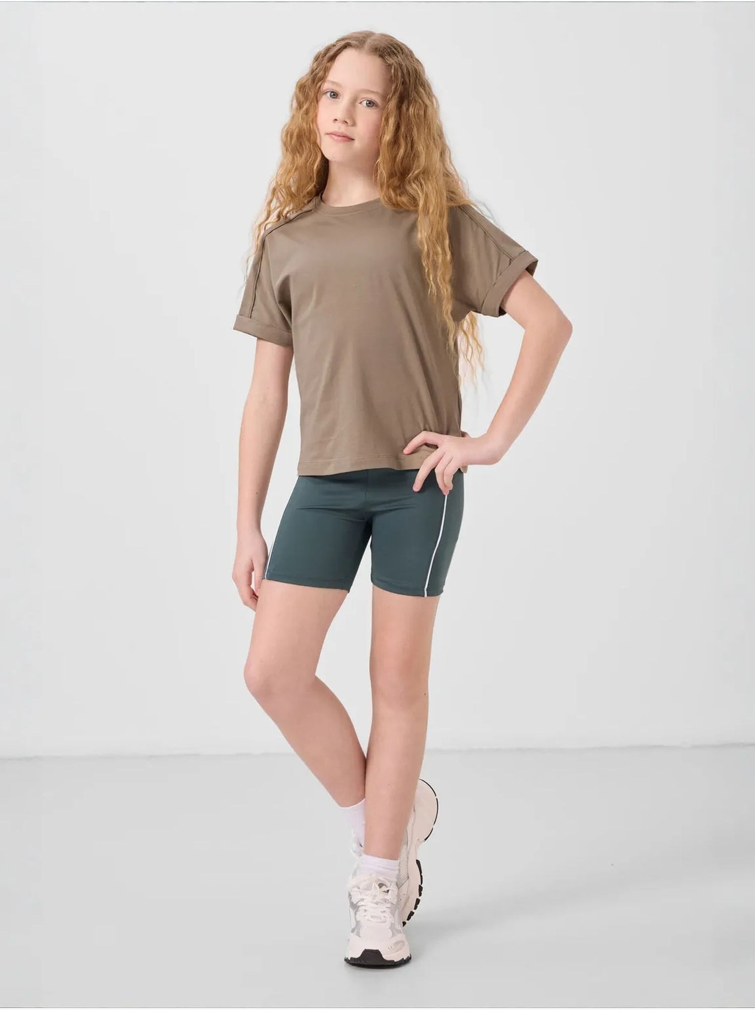 T-shirt unisexe junior en coton et élasthanne tommy - Kaki