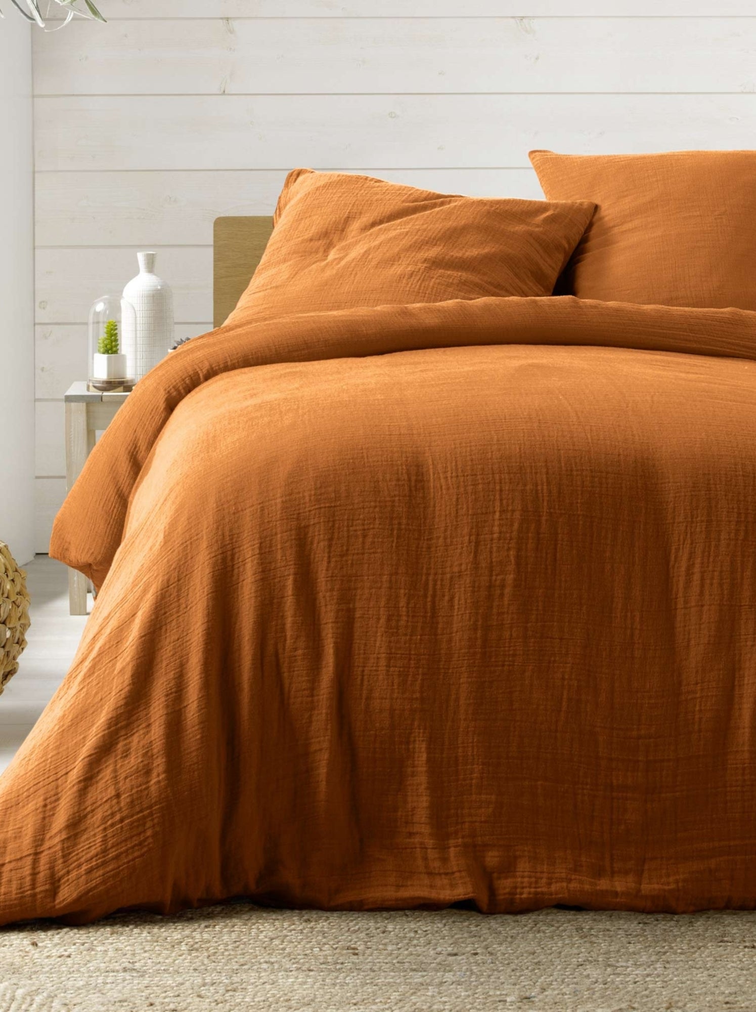 Parure de lit en gaze de coton angelia - Bronze