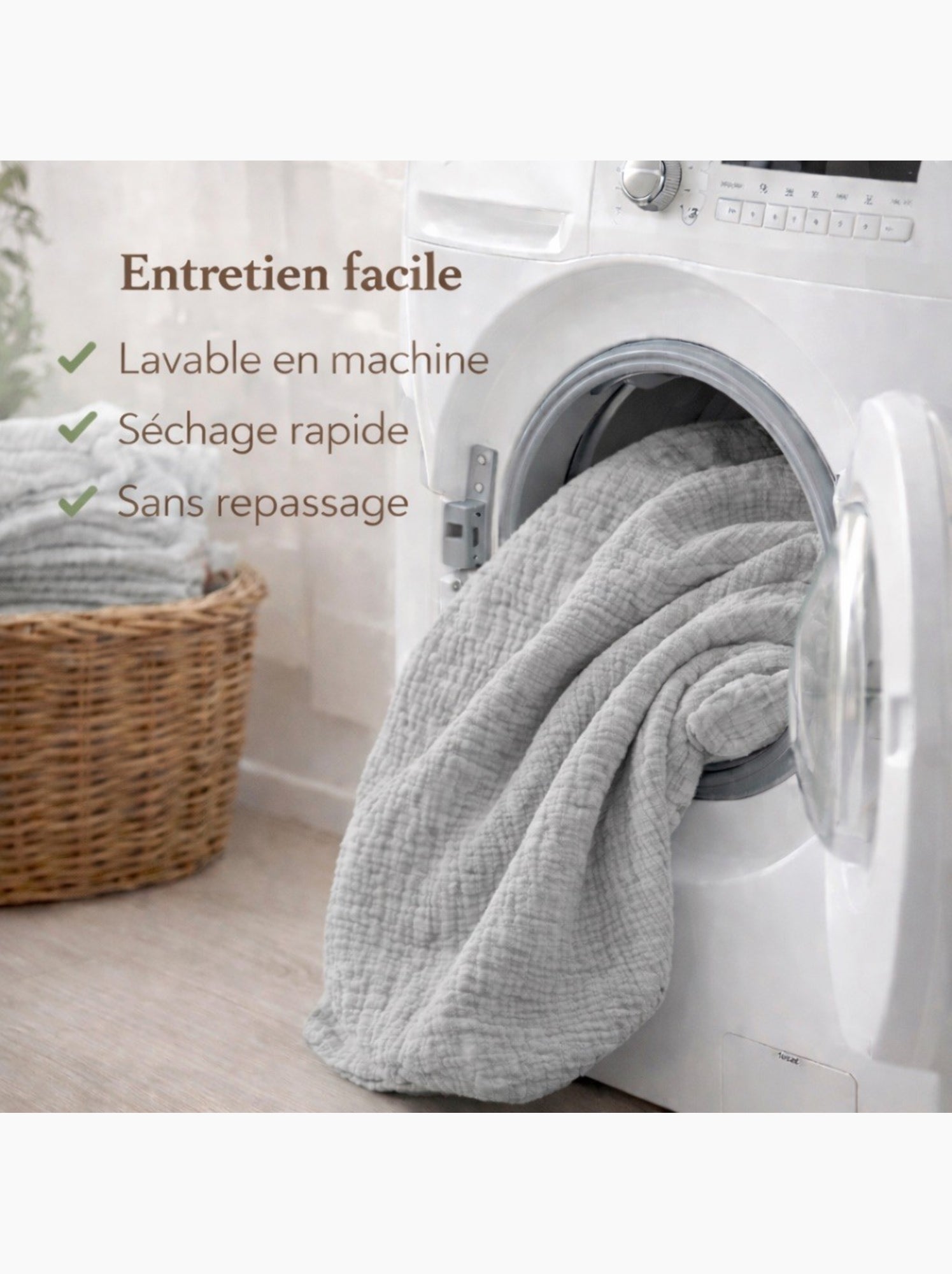 Parure de lit en Gaze de Coton - Promo linge - Gris
