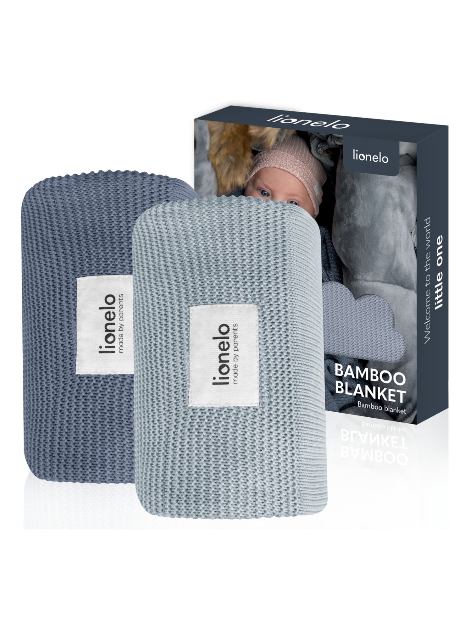 Couverture bébé 100% coton LIONELO - Hypoallergénique - Antibactérien - 100 × 75 cm - Bleu Gris