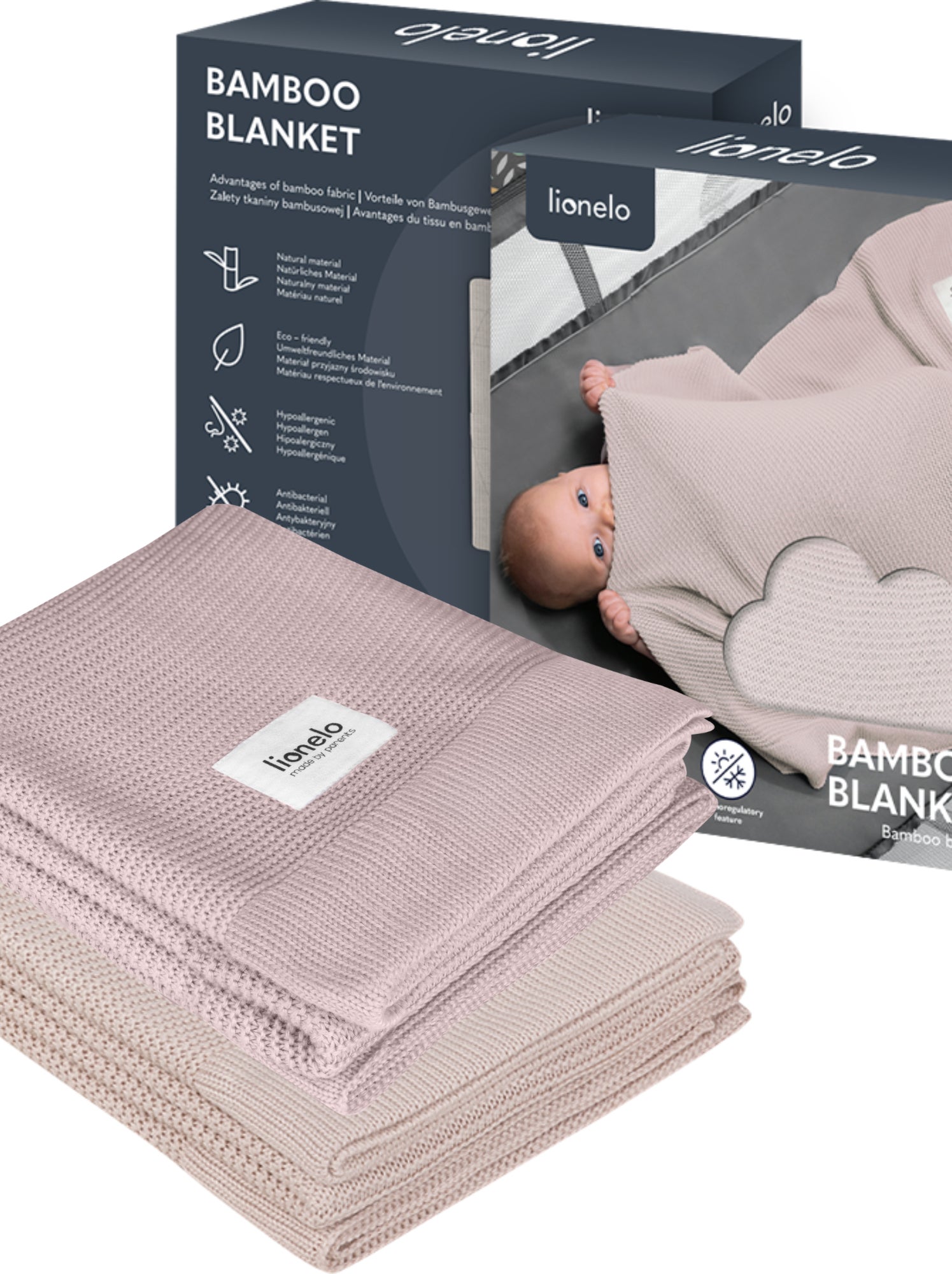 Couverture bébé 100% coton LIONELO - Hypoallergénique - Antibactérien - 100 × 75 cm - Multicolore