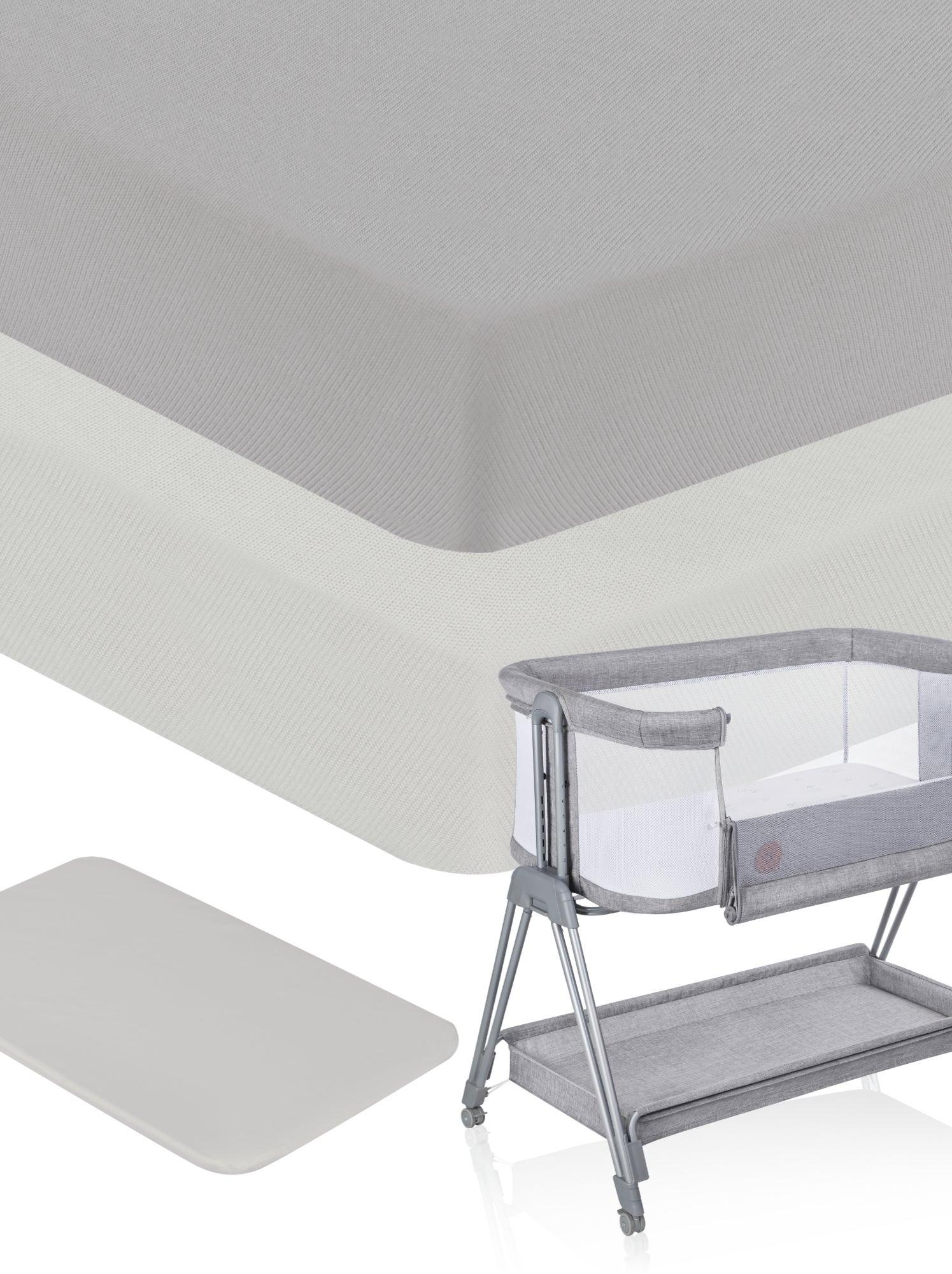 2 x Drap housse bambou pour lit bébé - LIONELO - Cododo et Berceau - 80 x 40 cm - Universelle - Gris Blanc