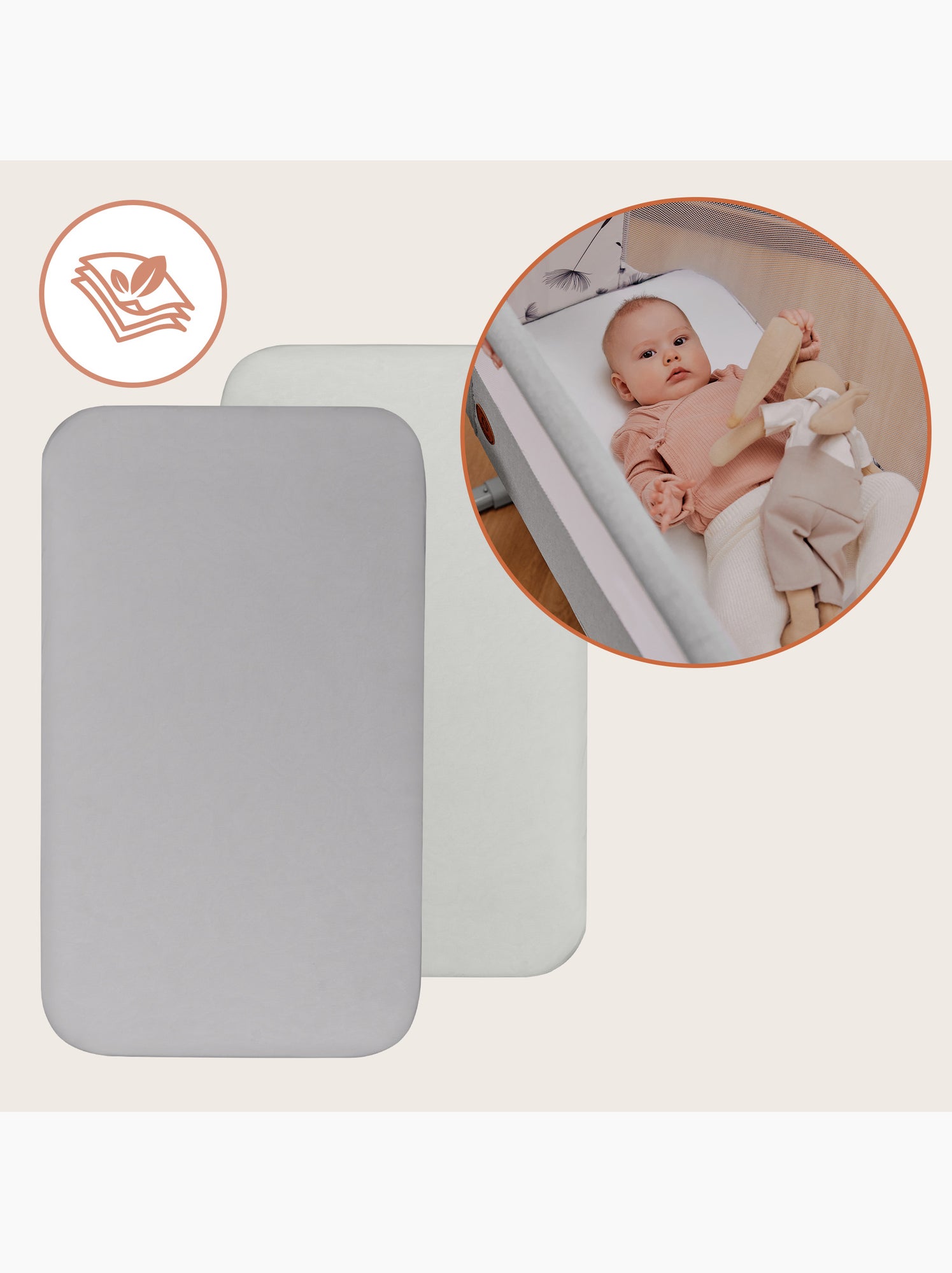 2 x Drap housse bambou pour lit bébé - LIONELO - Cododo et Berceau - 80 x 40 cm - Universelle - Gris Blanc