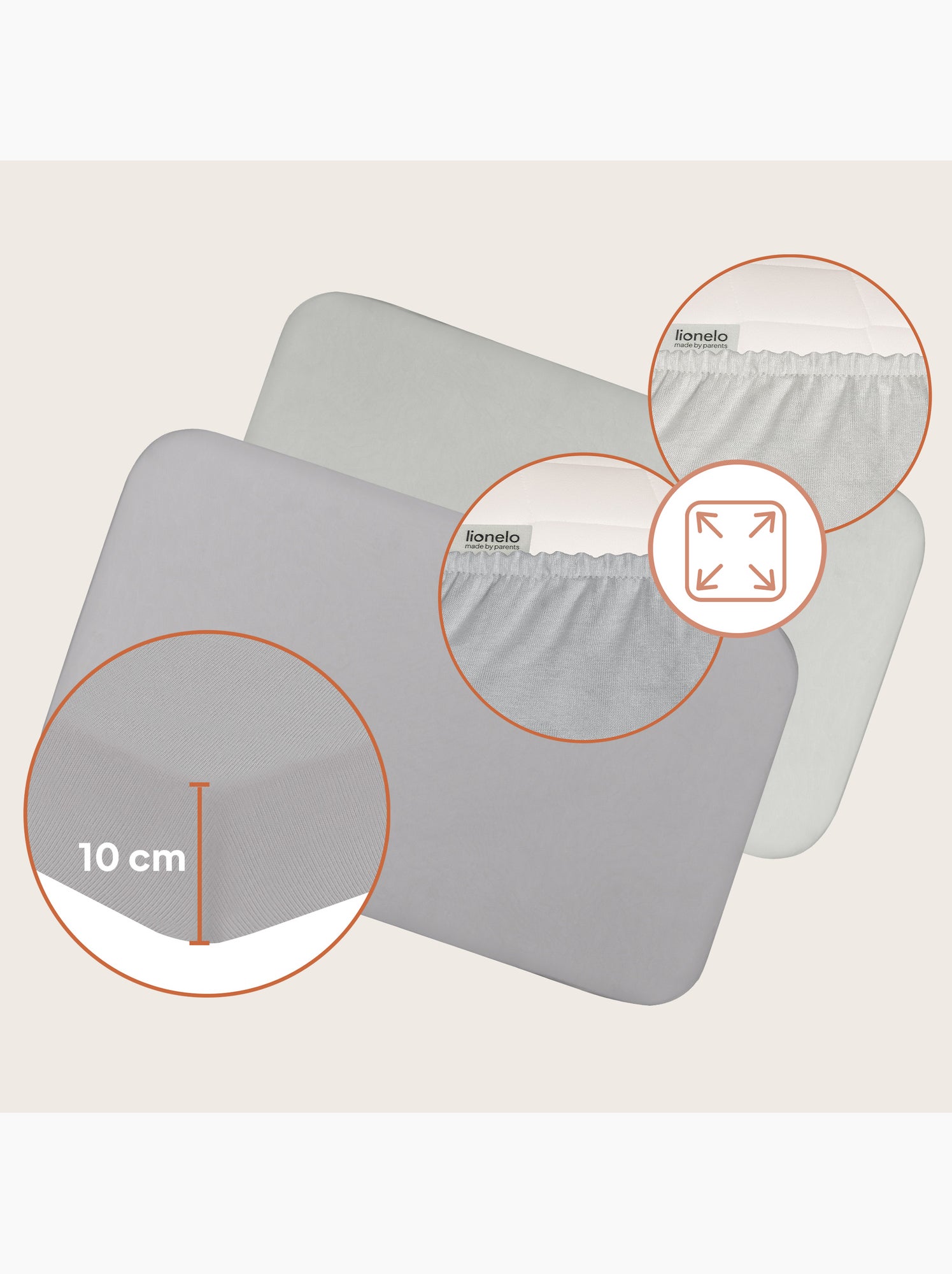 2 x Drap housse bambou pour lit bébé - LIONELO - Cododo et Berceau - 80 x 40 cm - Universelle - Gris Blanc