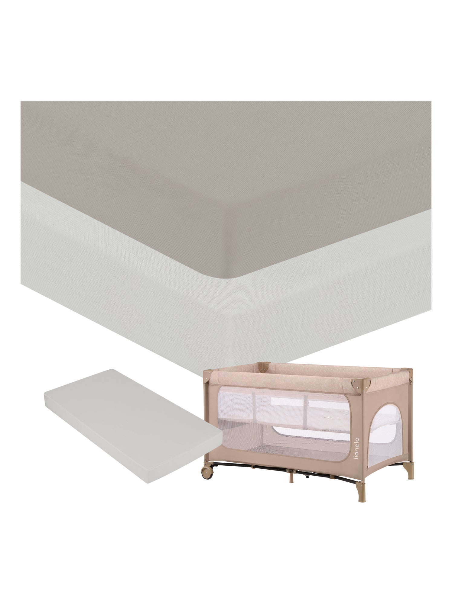 2 x Drap housse bambou pour lit bébé - LIONELO - Lit parapluie - 120 x 60 cm - Universelle - Beige/Blanc