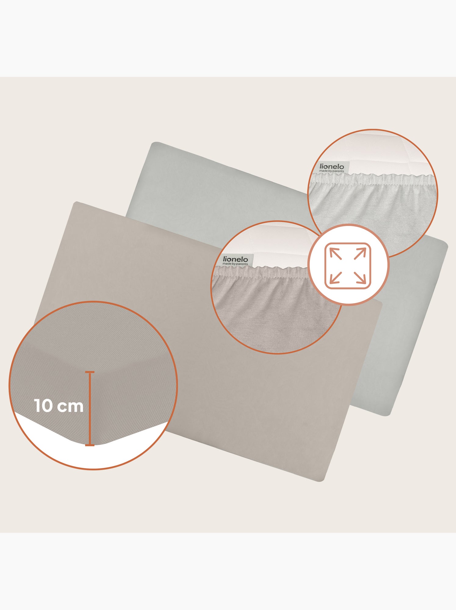2 x Drap housse bambou pour lit bébé - LIONELO - Lit parapluie - 120 x 60 cm - Universelle - Beige/Blanc