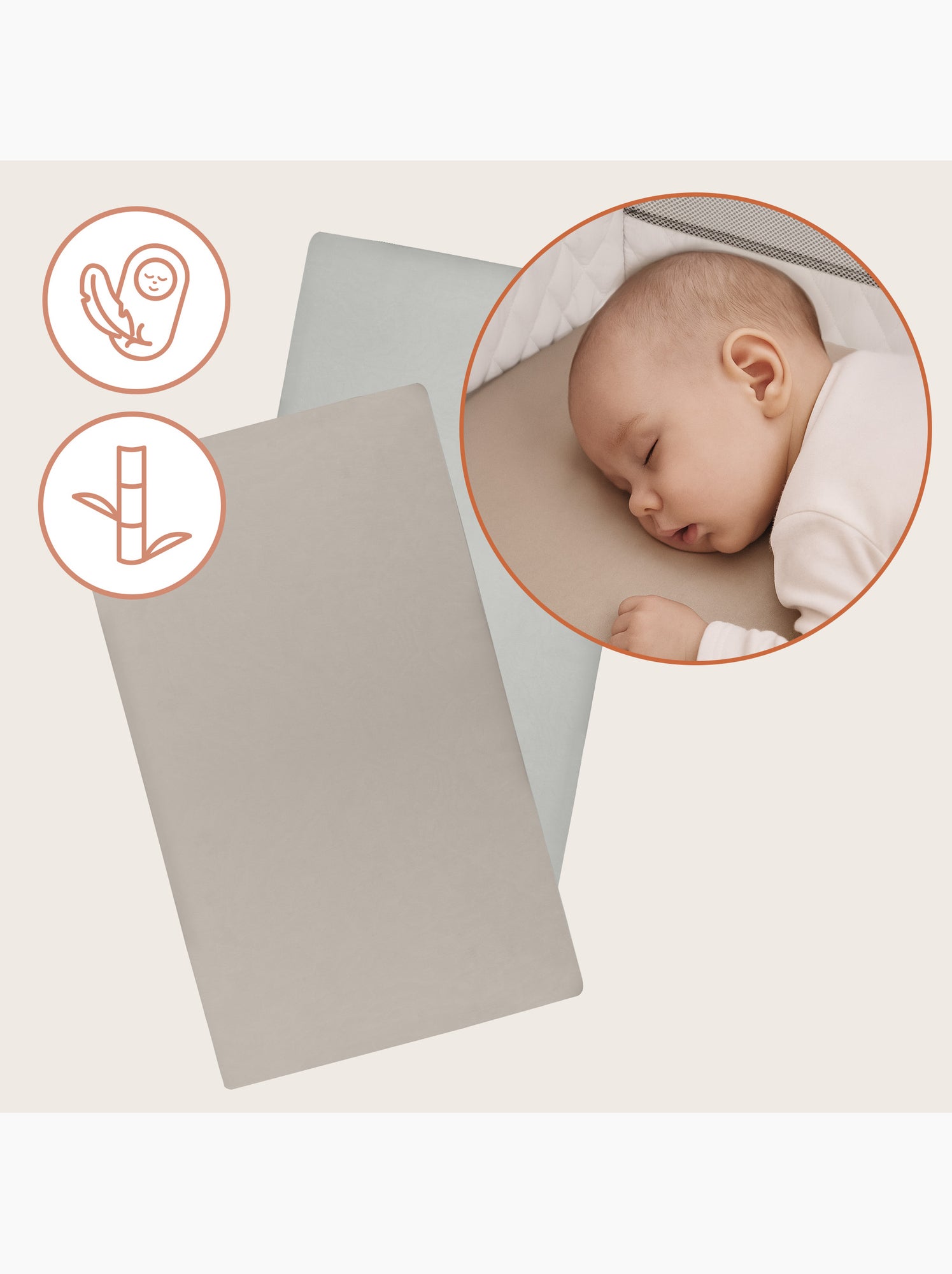 2 x Drap housse bambou pour lit bébé - LIONELO - Lit parapluie - 120 x 60 cm - Universelle - Beige/Blanc