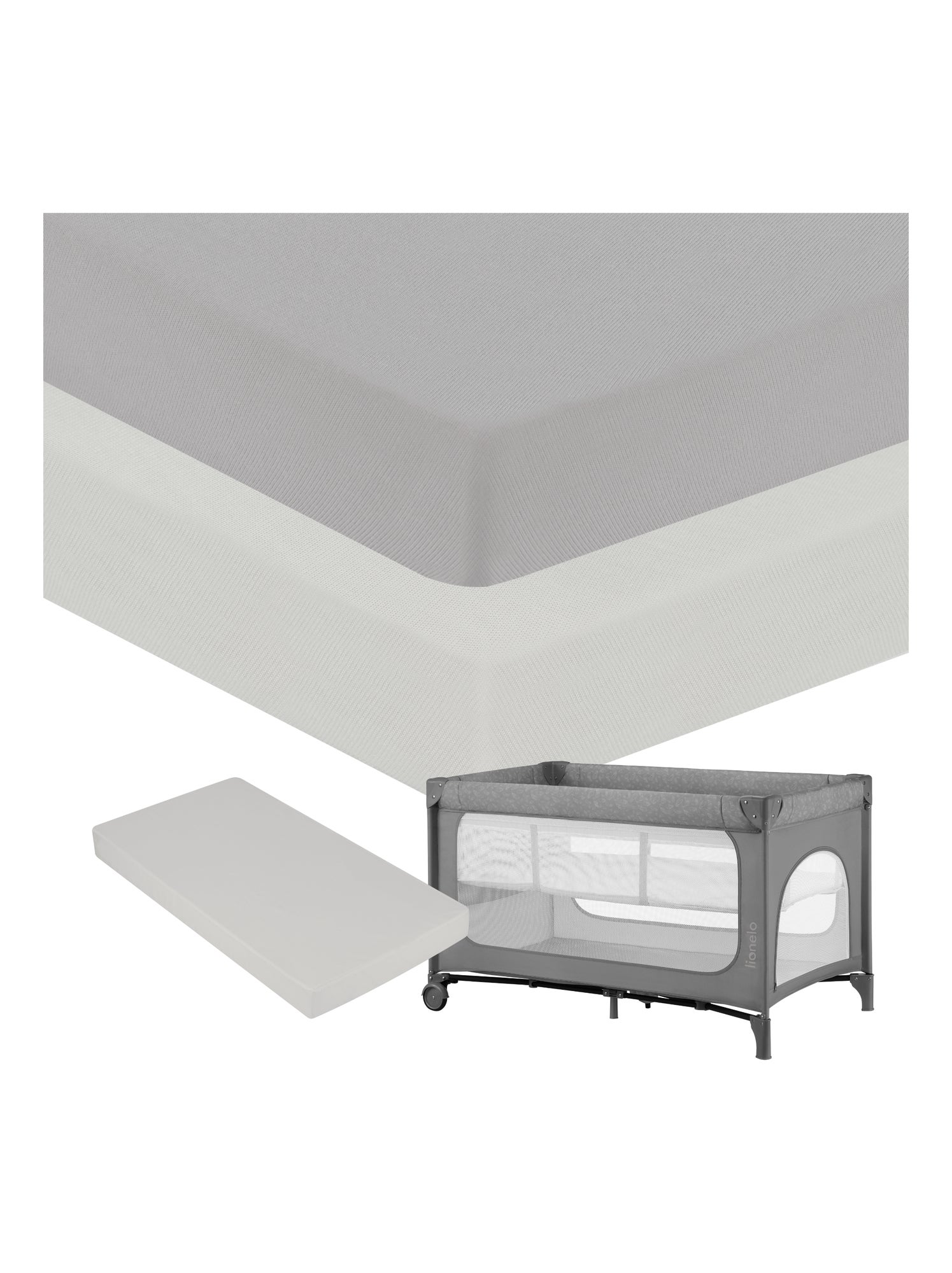 2 x Drap housse bambou pour lit bébé - LIONELO - Lit parapluie - 120 x 60 cm - Universelle - Gris Blanc