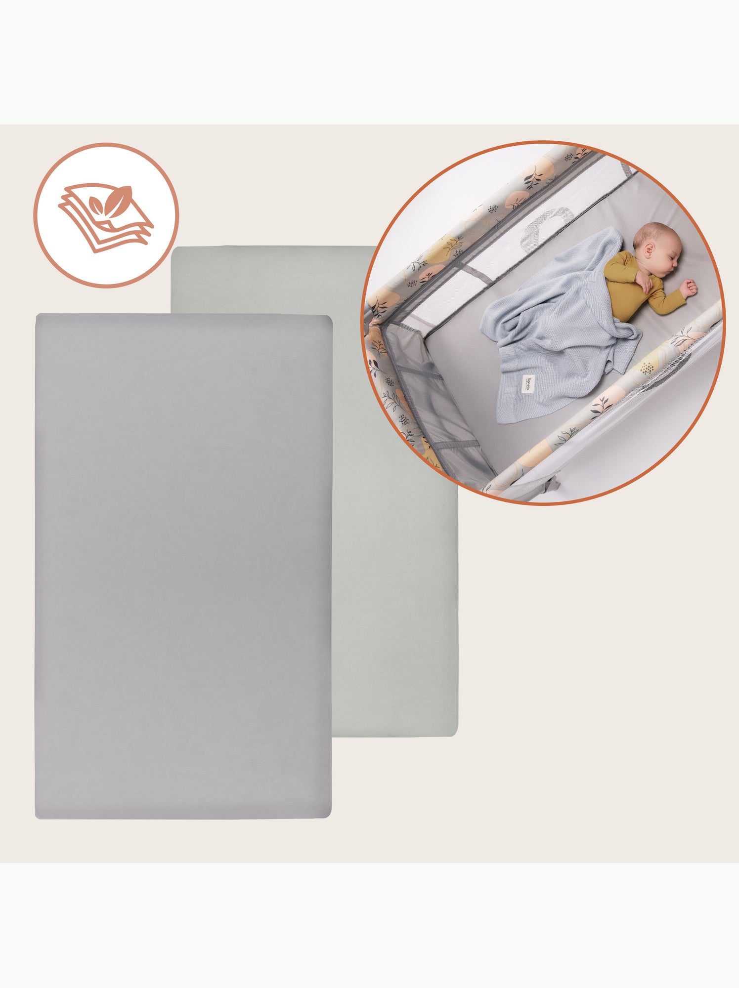 2 x Drap housse bambou pour lit bébé - LIONELO - Lit parapluie - 120 x 60 cm - Universelle - Gris Blanc