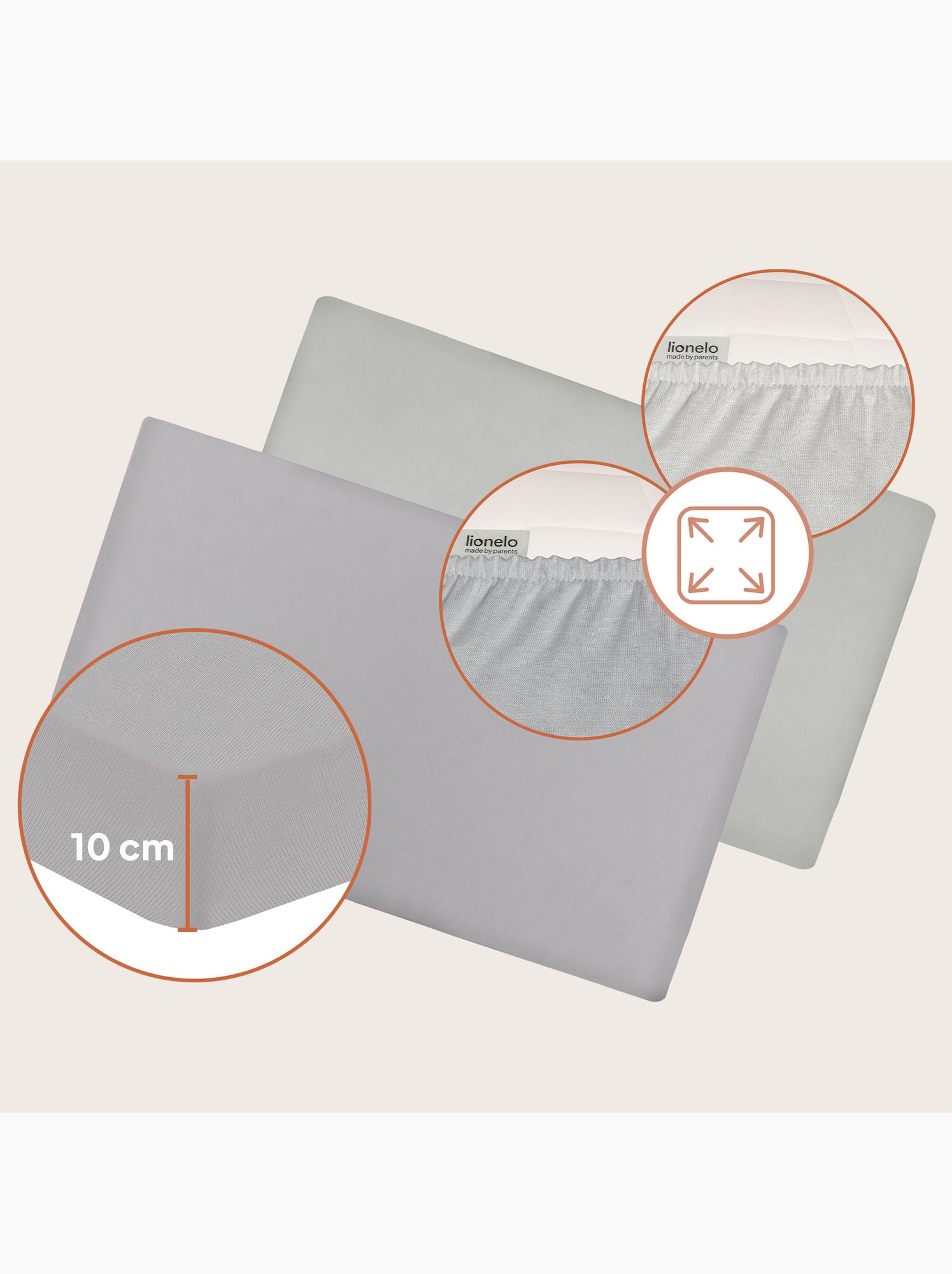 2 x Drap housse bambou pour lit bébé - LIONELO - Lit parapluie - 120 x 60 cm - Universelle - Gris Blanc