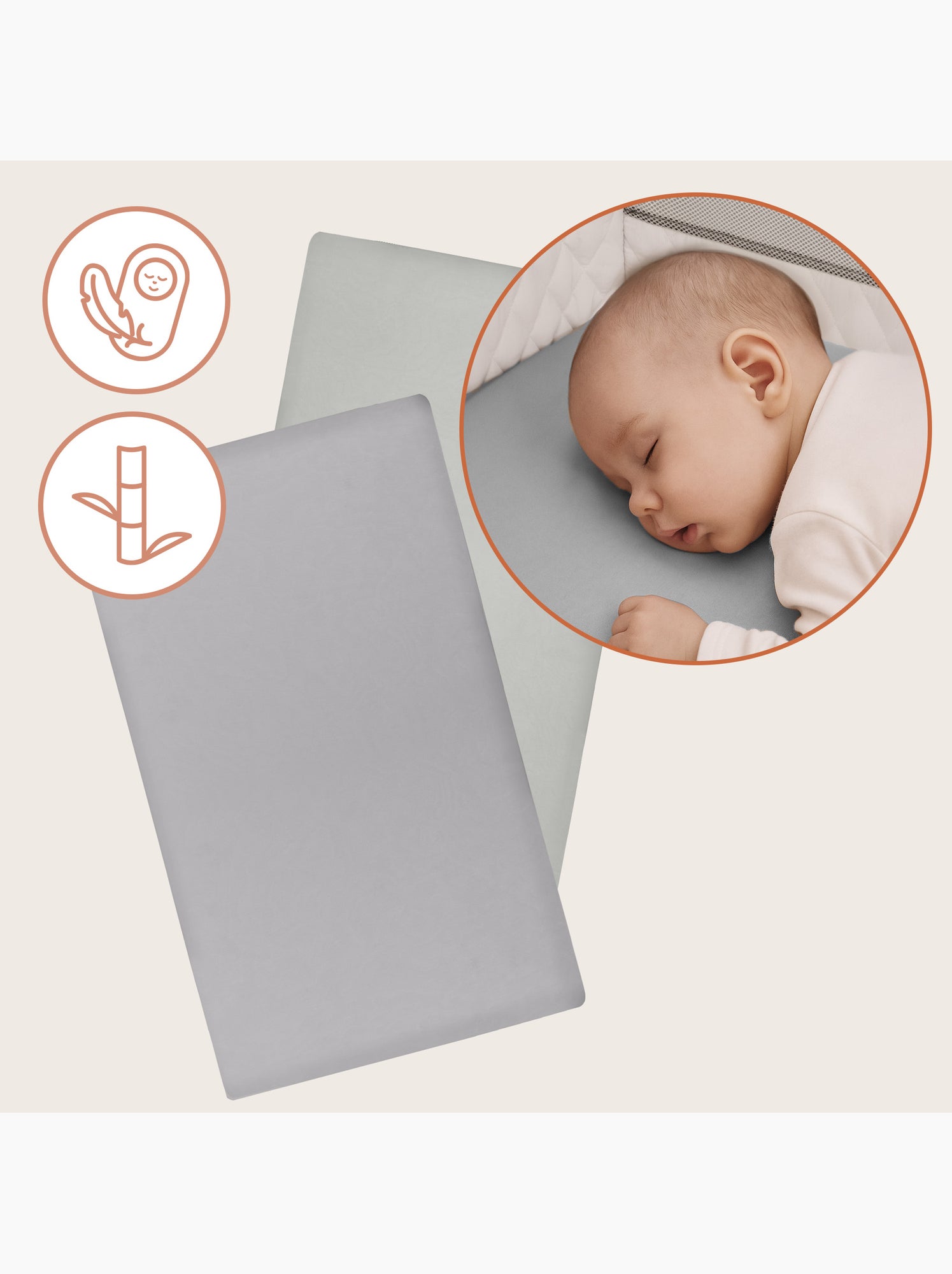 2 x Drap housse bambou pour lit bébé - LIONELO - Lit parapluie - 120 x 60 cm - Universelle - Gris Blanc