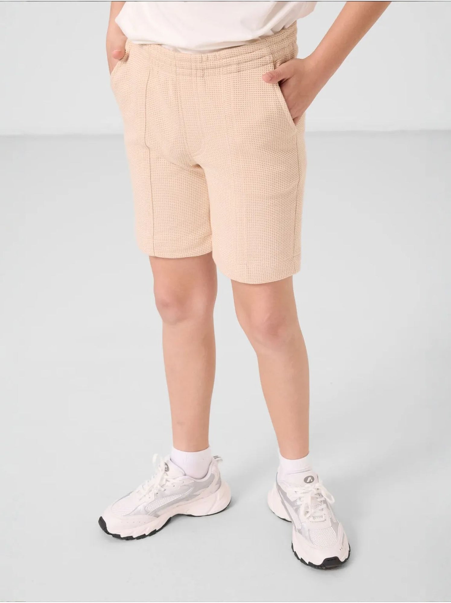 Short de jeunesse en coton mélangé tommy - Beige argile