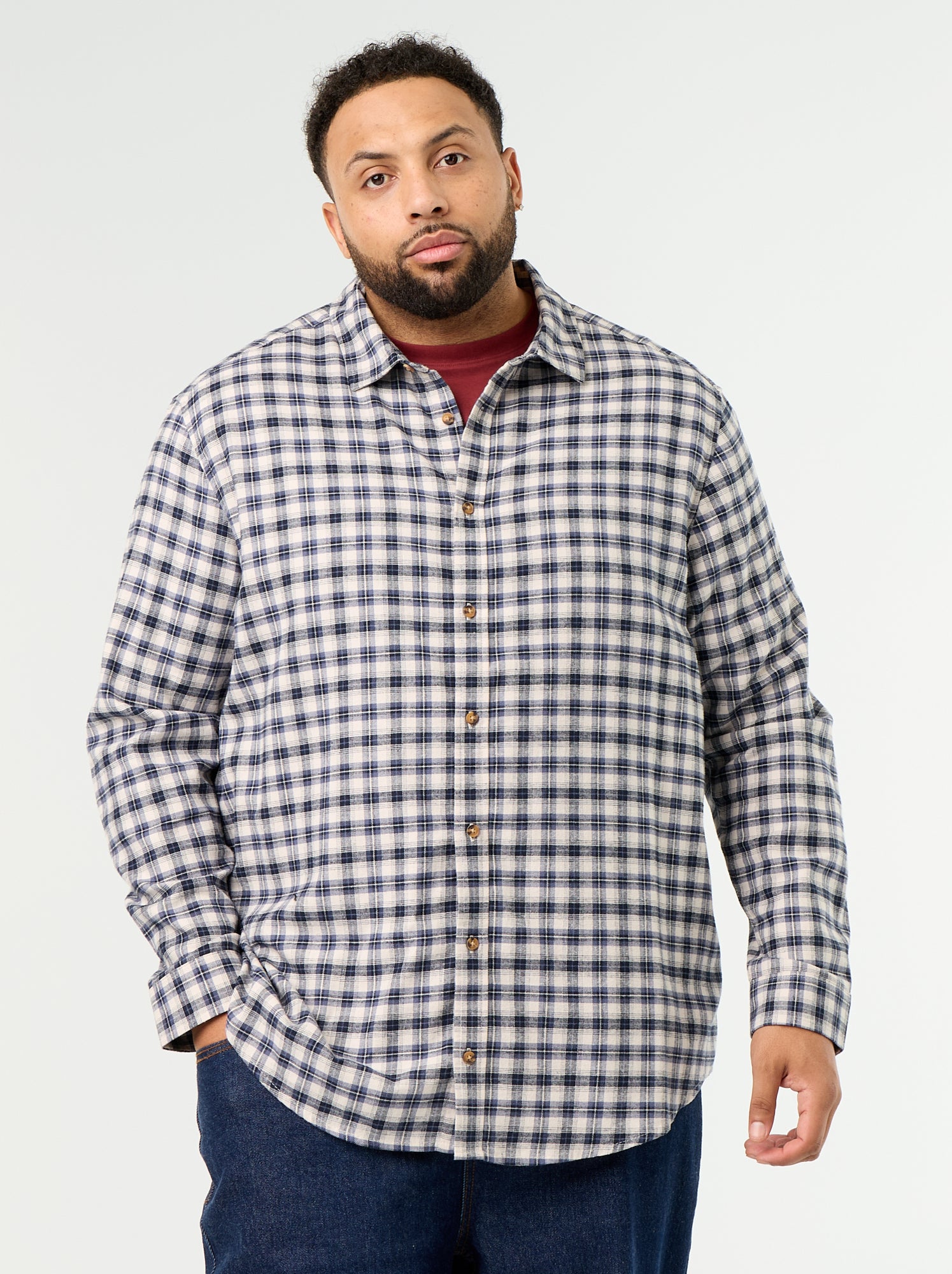 Chemise en flanelle à motif - Bleu (GAX04_2)