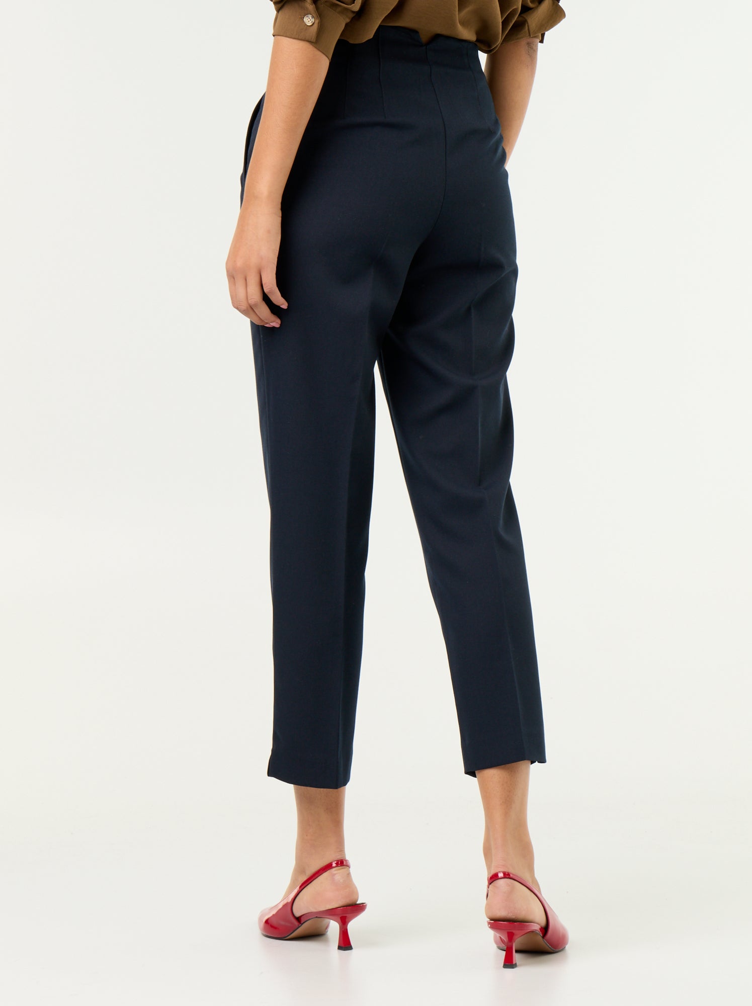 Pantalon droit à taille haute - Bleu