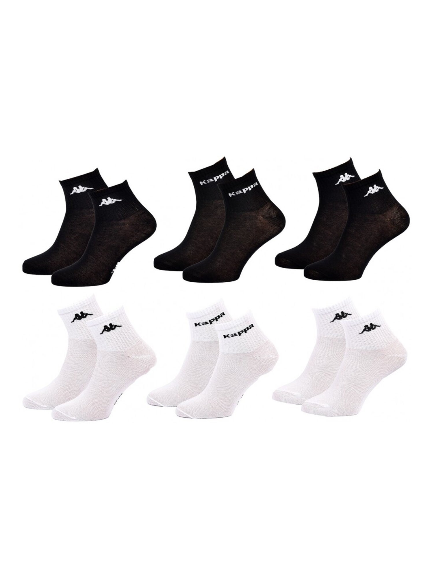 Chaussettes Enfant KAPPA QUARTER - Pack de 6 - Noir Blanc