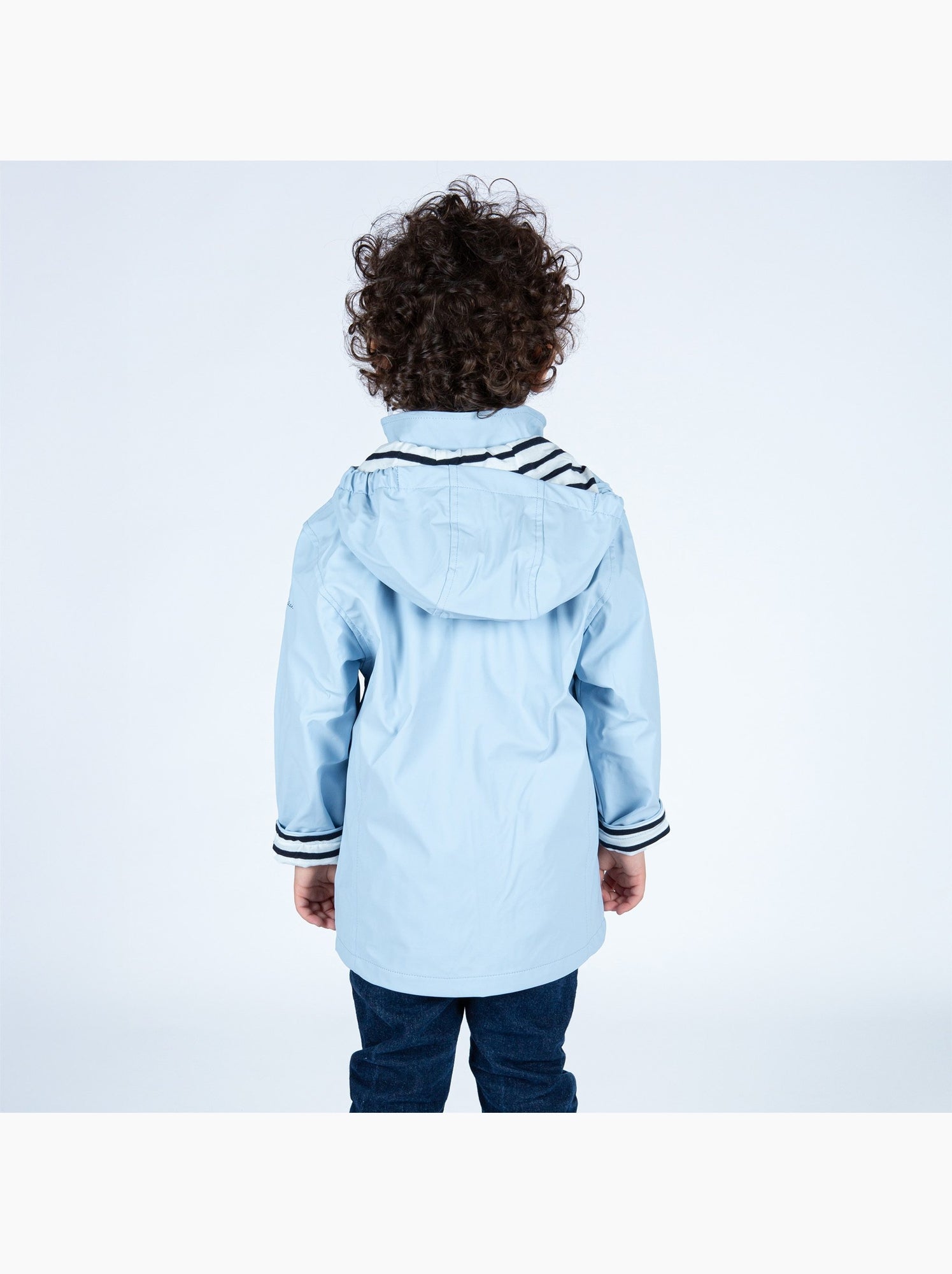 Ciré imperméable enfant 'Breizh Océan', intérieur jersey rayé - Mixte, garçon ou fille - Bleu ciel