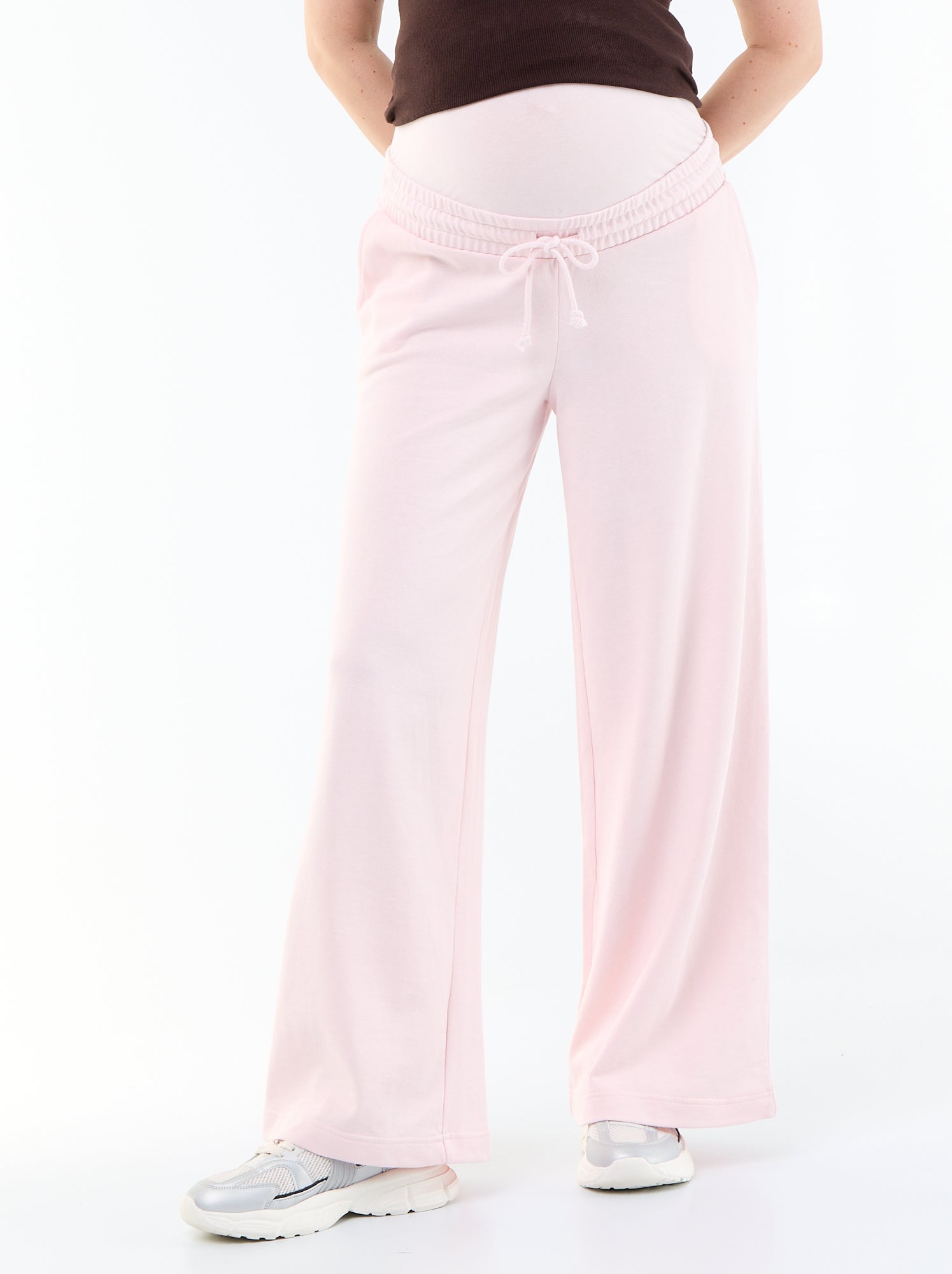 Jogging de maternité wide leg en french terry - Rose