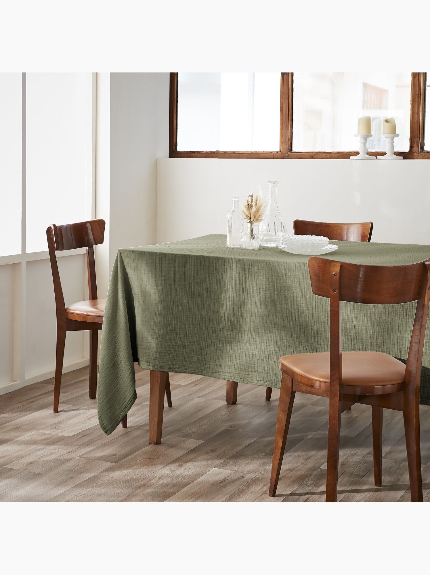 Nappe rectangulaire – double gaze de coton – gaïa - Vert romarin